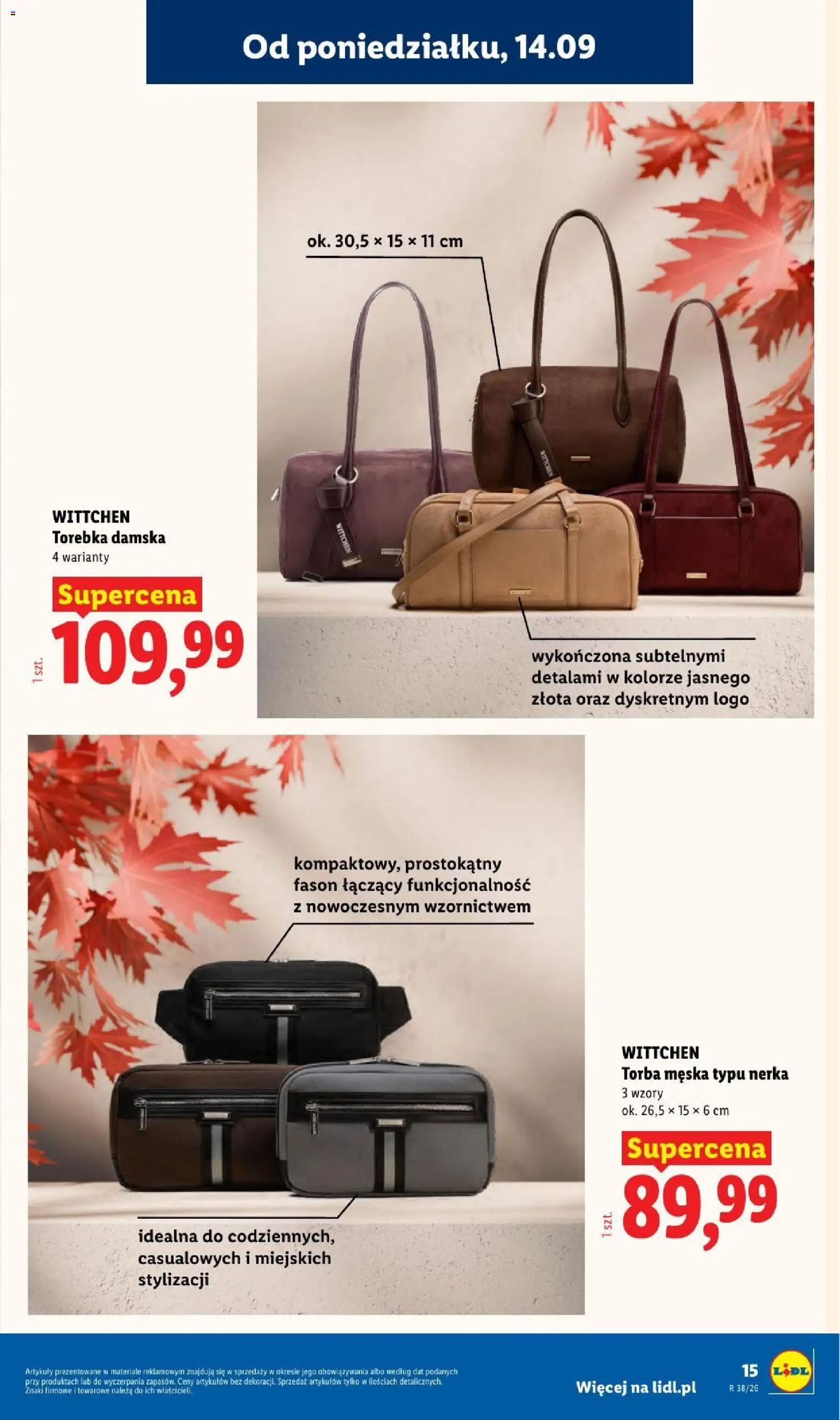 Lidl Katalog od 14.09.2026 | Strona: 19 | Produkty: Torebka, Torba