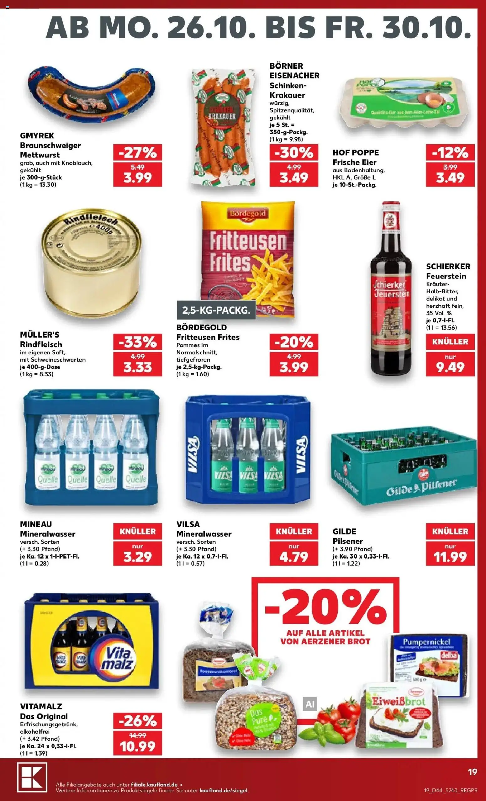 Prospekt Kaufland ab 26.10.2026 » Angebote Online zum Blättern | Seite: 23 | Produkte: Pommes, Mineralwasser, Schinken, Rindfleisch
