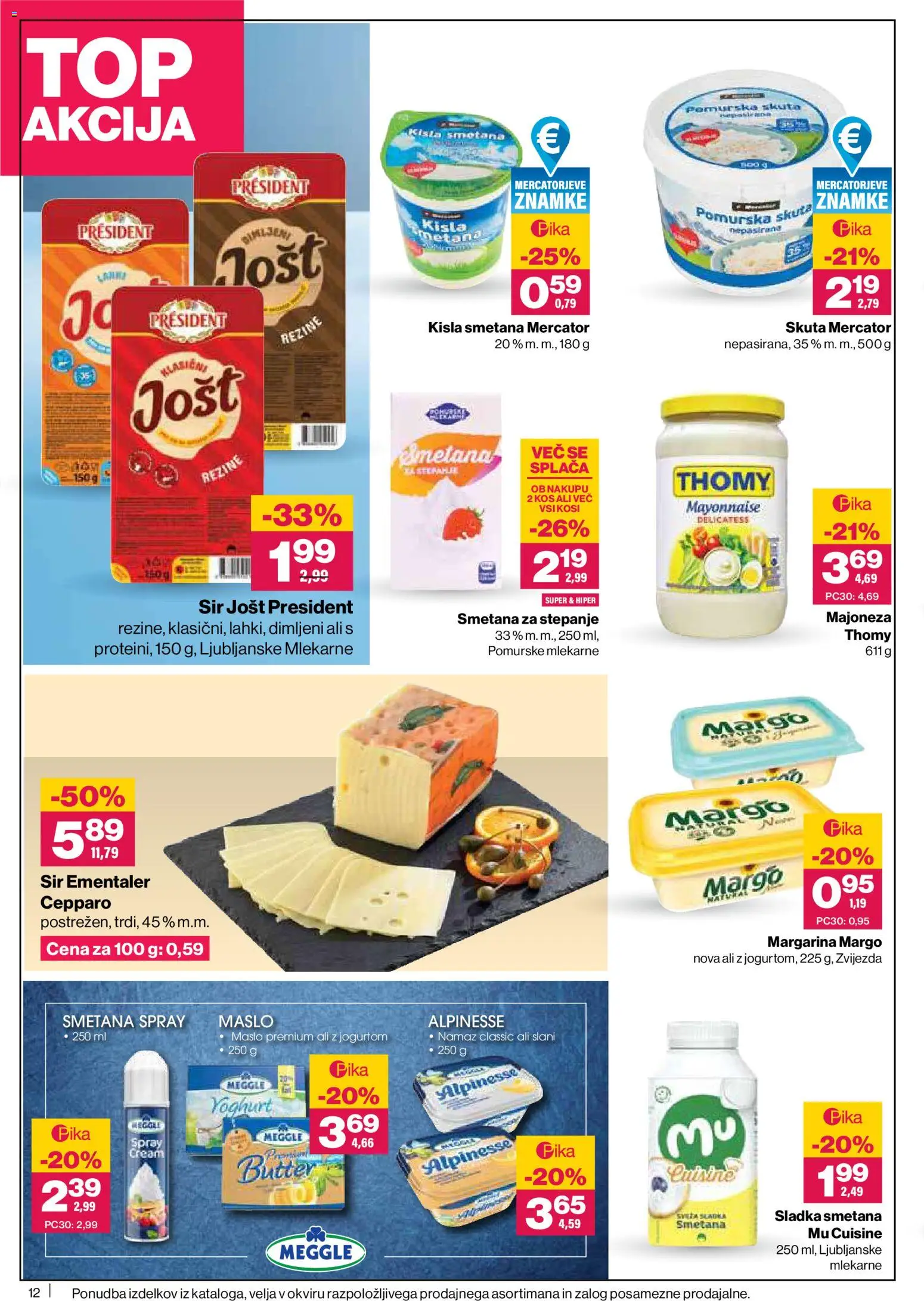 Novi Mercator katalog ponudbe – veljaven od 18.06.2026 | Stran: 12 | Izdelki: Margarina, Sir, Kisla smetana, Skuta