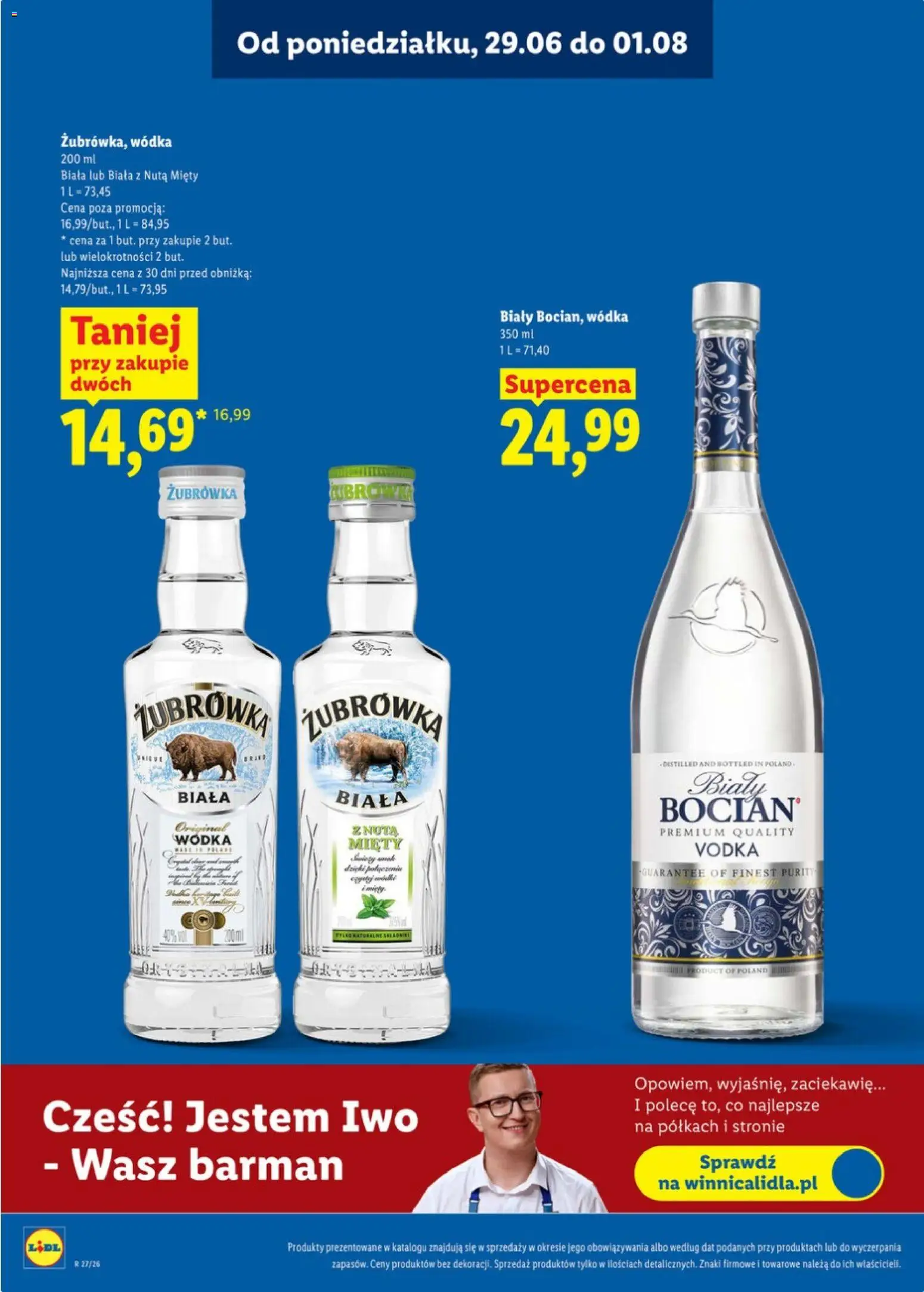Lidl Katalog alkoholi mocnych od 29.06.2026 | Strona: 2 | Produkty: Żubrówka, Vodka, Wódka