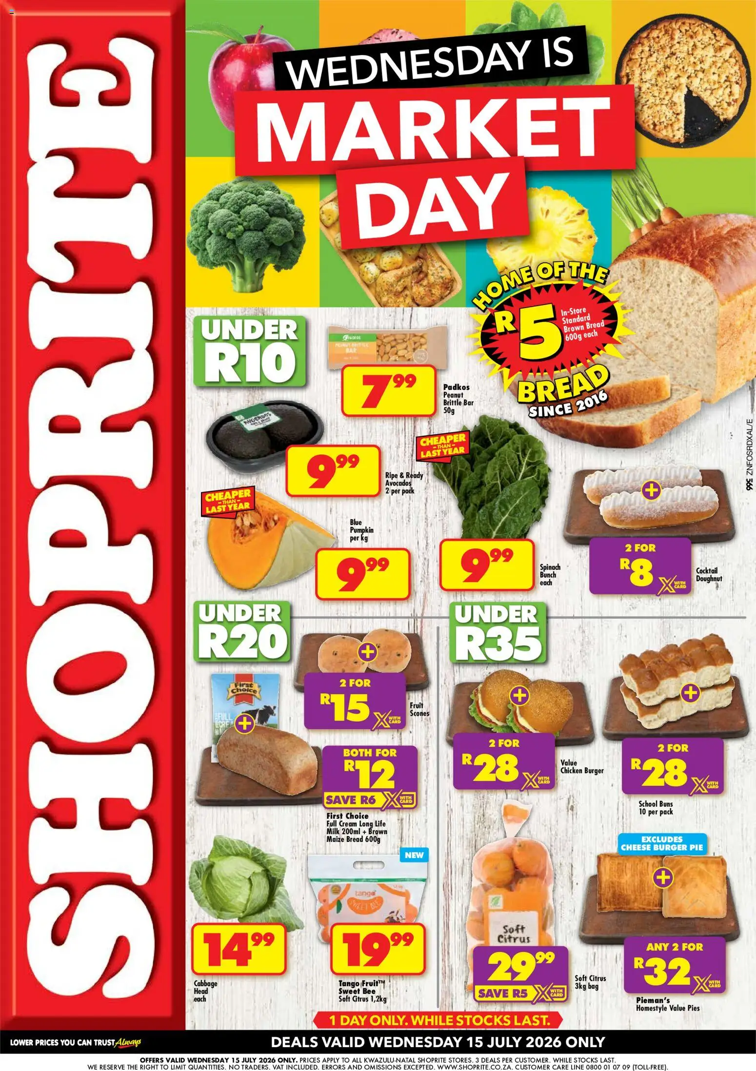 New Shoprite catalogue – valid from 15/07/2026 | Page: 1 | Products: Buns, Cheese, Chicken, Cream