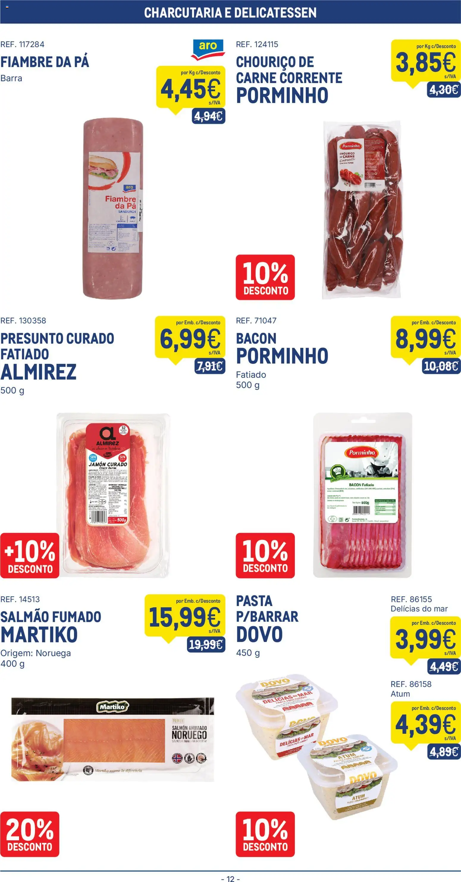 Makro folheto │ válido de 04/08/2026 | Página: 12 | Produtos: Bacon, Salmão, Presunto, Carne