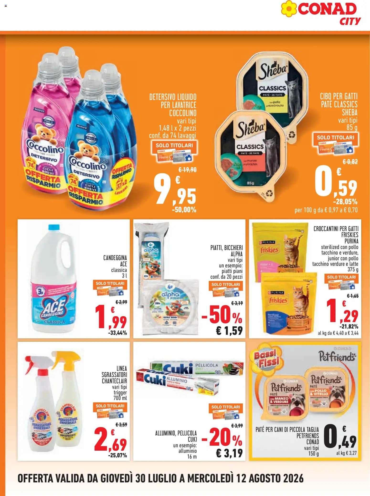 Volantino Conad del 30/07/2026 | Pagina: 14 | Prodotti: Pollo, Candeggina, Sgrassatore, Tacchino