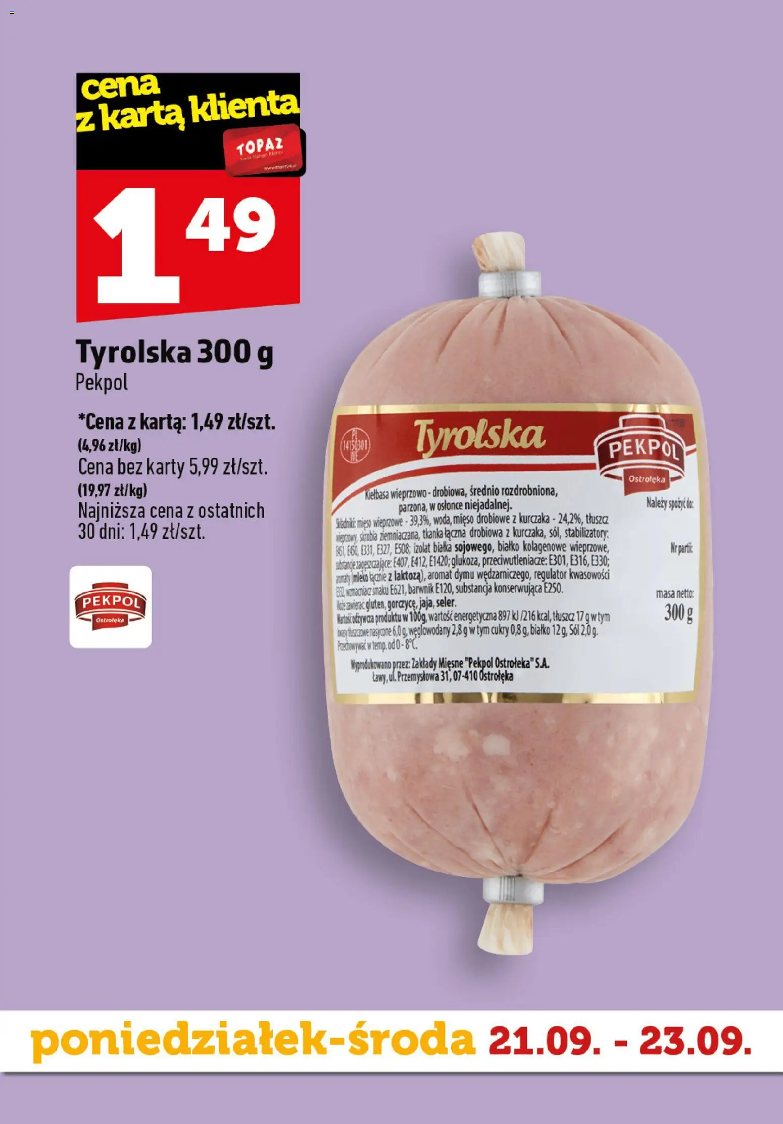 Topaz gazetka - Superstart tygodnia od 21.09.2026 | Strona: 7 | Produkty: Mięso, Skrobia, Białko, Mięso wieprzowe
