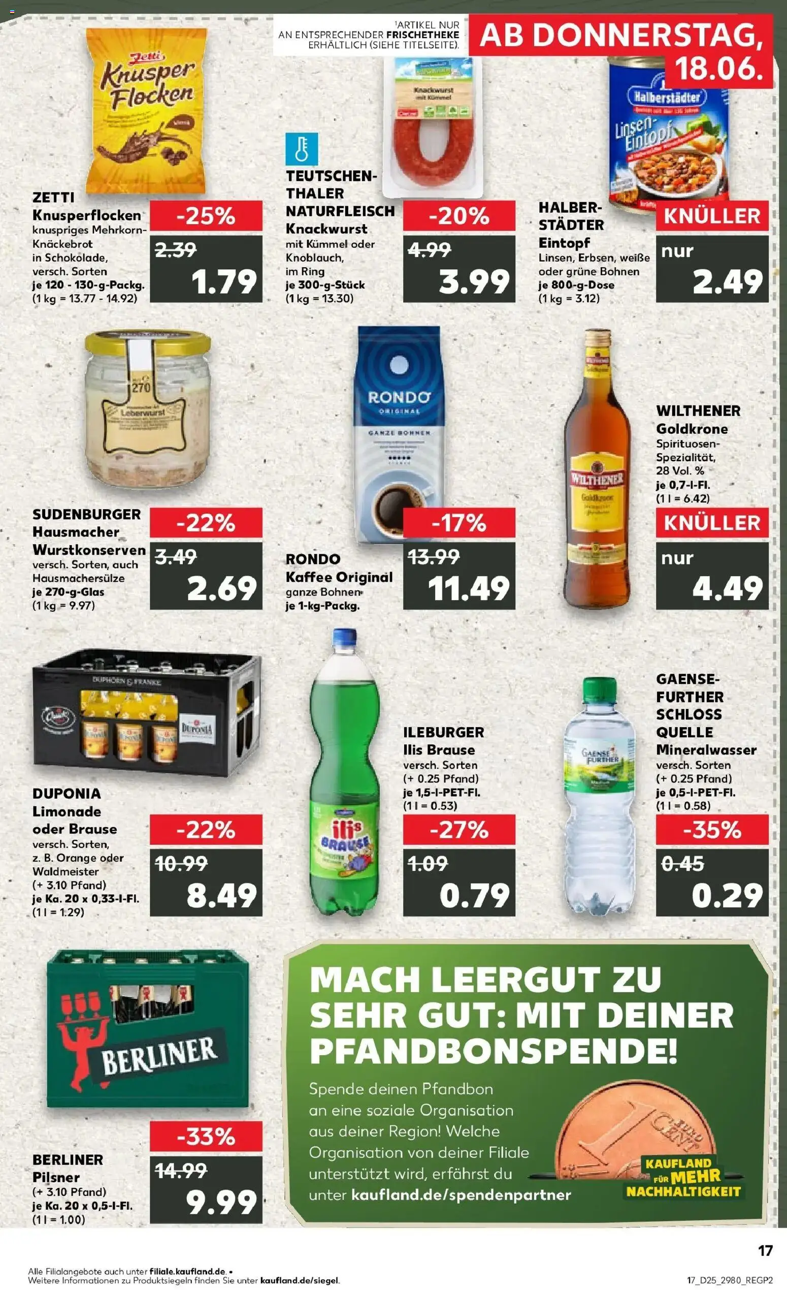 Kaufland Prospekt Staßfurt – gültig ab 15.06.2026 | Seite: 2 | Produkte: Berliner, Wilthener, Kaffee, Limonade