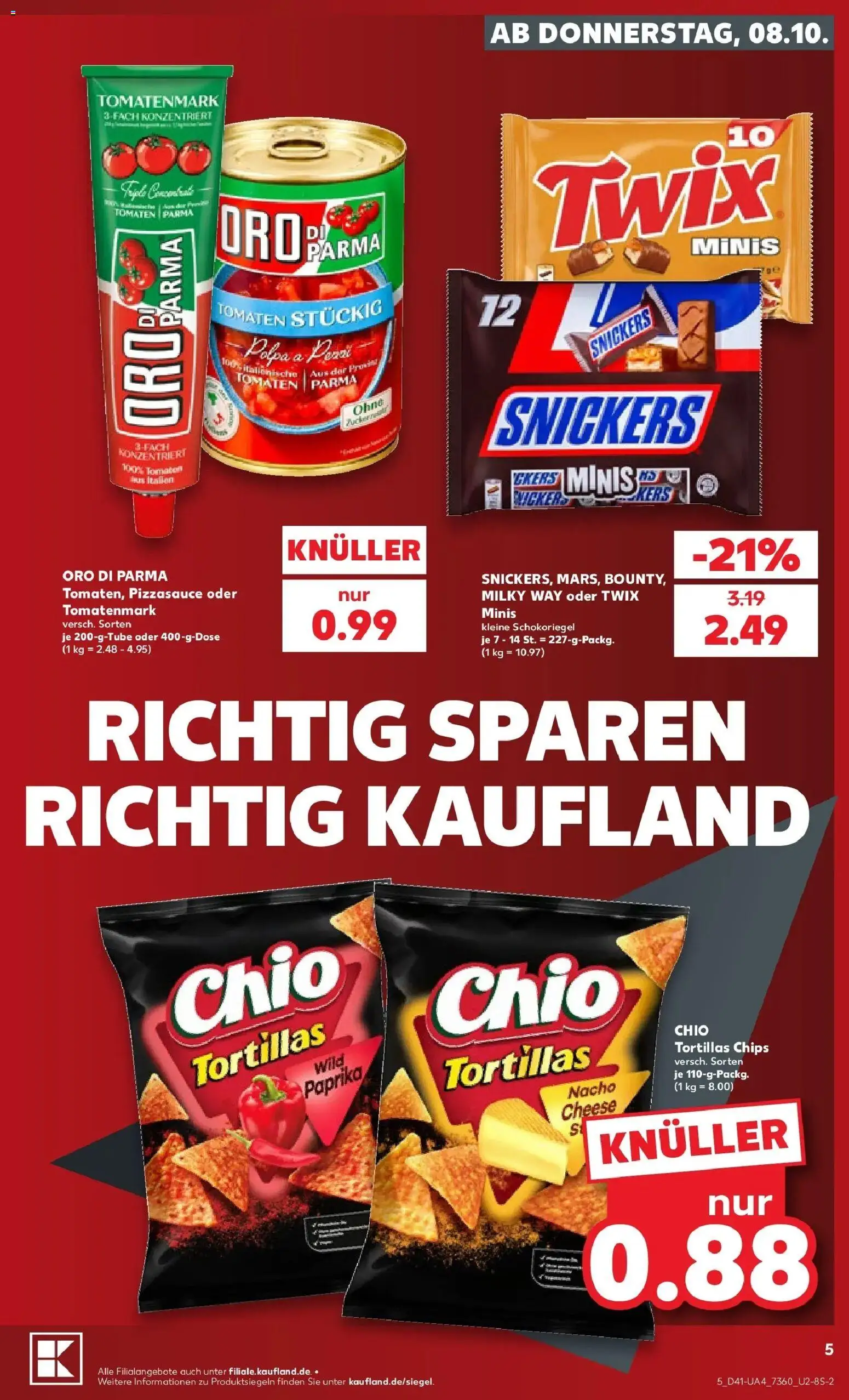 Prospekt Kaufland ab 05.10.2026 » Angebote Online zum Blättern | Seite: 15 | Produkte: Tomaten, Snickers, Chio tortillas, Chips