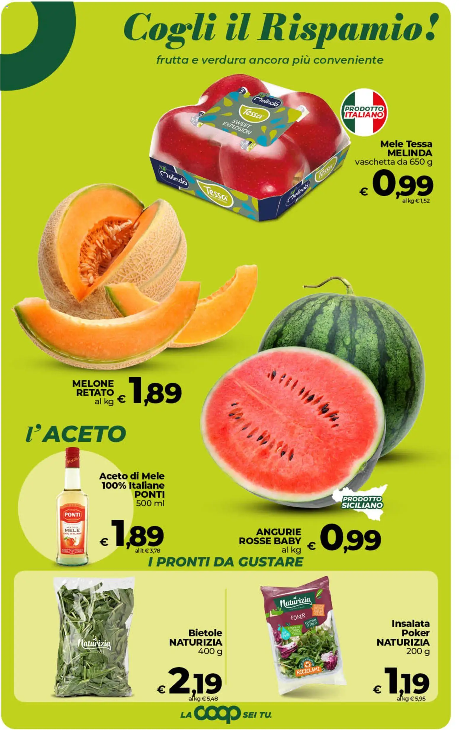 Volantino COOP del 19.05.2026 | Pagina: 19 | Prodotti: Aceto di mele, Frutta, Melone, Aceto