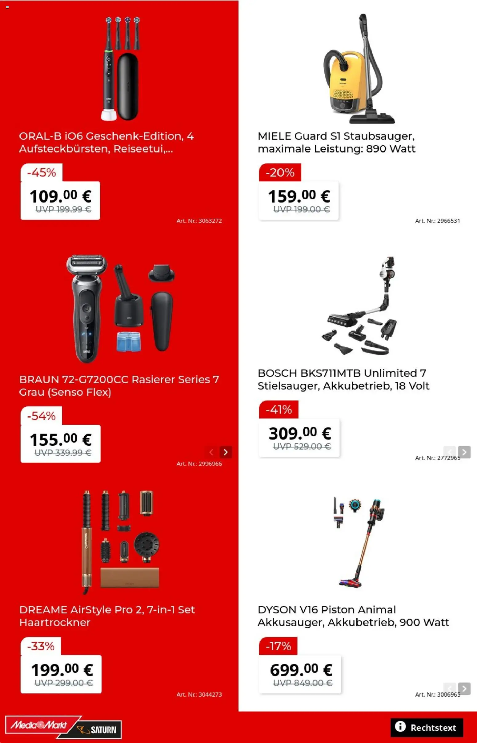 Media Markt Prospekt – gültig ab 14.10.2026 | Seite: 9 | Produkte: Miele, Dyson, Rasierer, Haartrockner