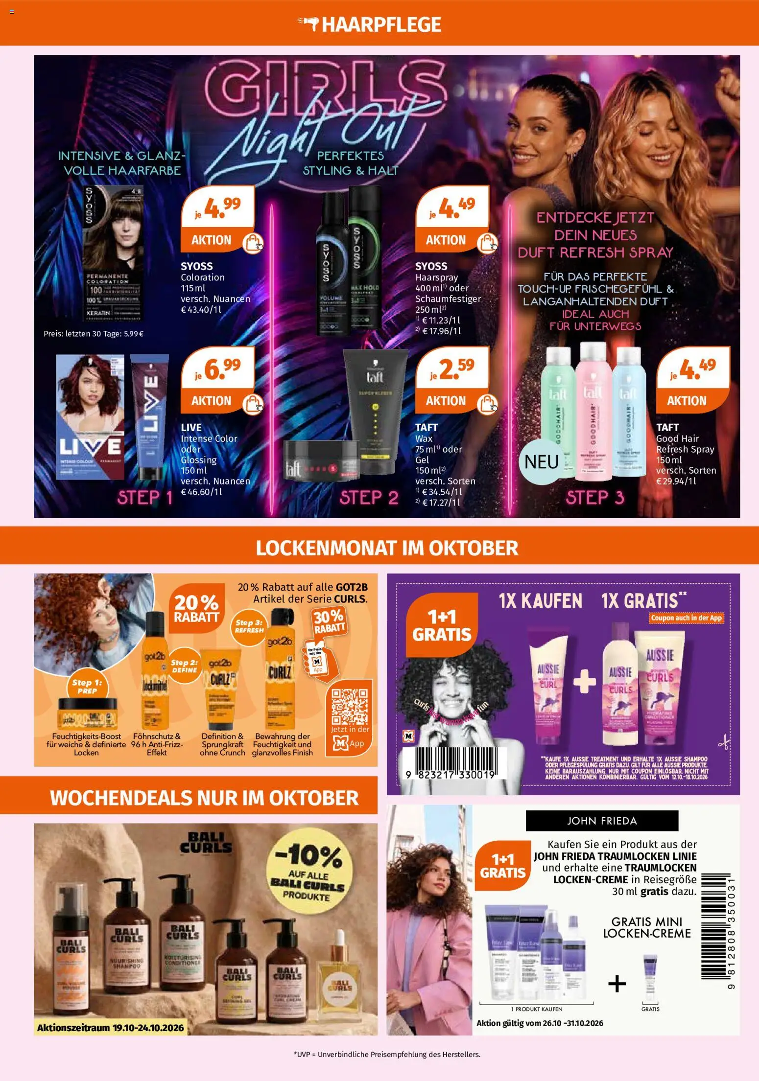 Müller Drogerie-Highlights – gültig ab 28.09.2026 | Seite: 13 | Produkte: Duft, Finish, Shampoo, Haarfarbe