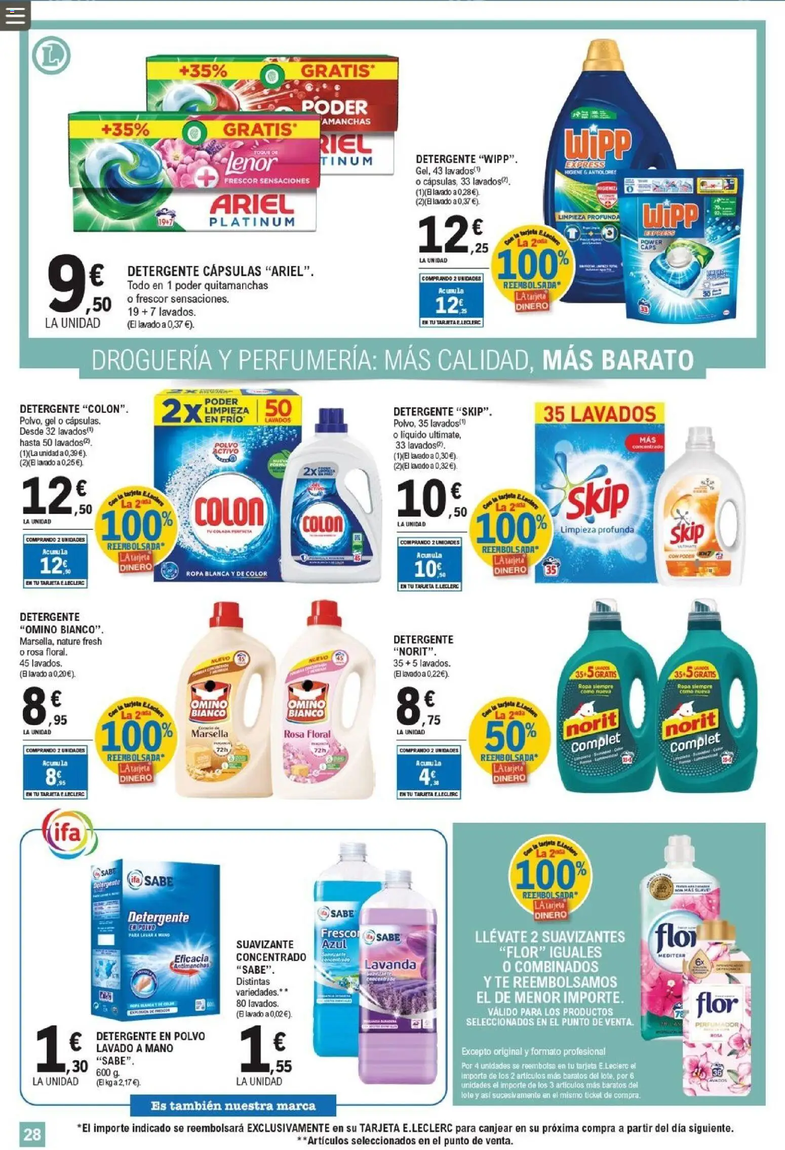 E.Leclerc folleto │ válido desde el 20.05.2026 | Página: 28 | Productos: Quitamanchas, Detergente, Té, Ropa