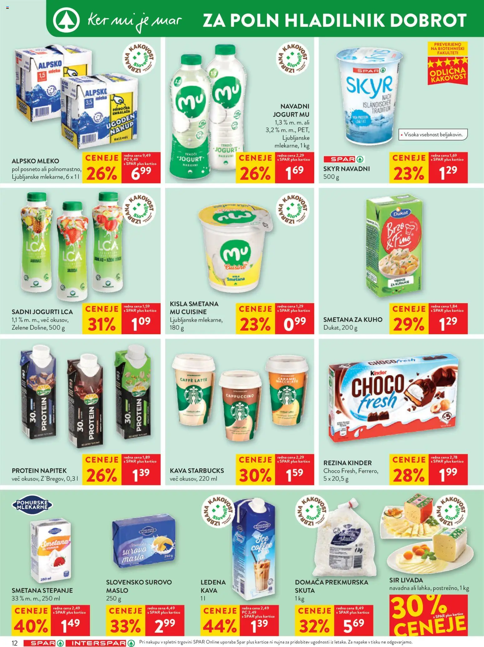 Novi Spar katalog ponudbe – veljaven od 29.04.2026 | Stran: 14 | Izdelki: Sir, Jogurt, Kisla smetana, Smetana