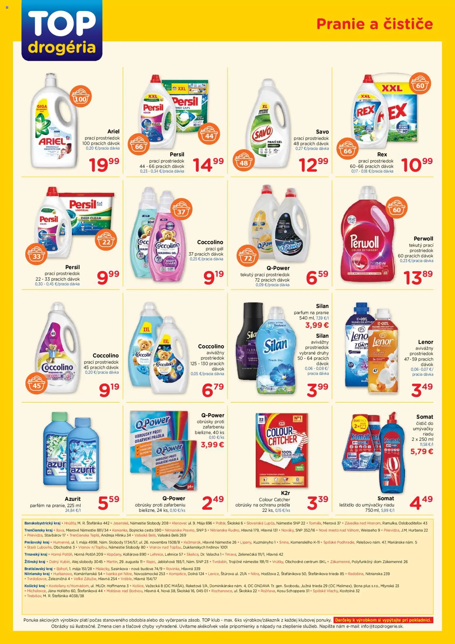 Nové TOP Drogéria akcie – leták je platný od 19.10.2026 | Strana: 4 | Produkty: Persil, Savo, Prací gél, Leštidlo  do umývačky riadu