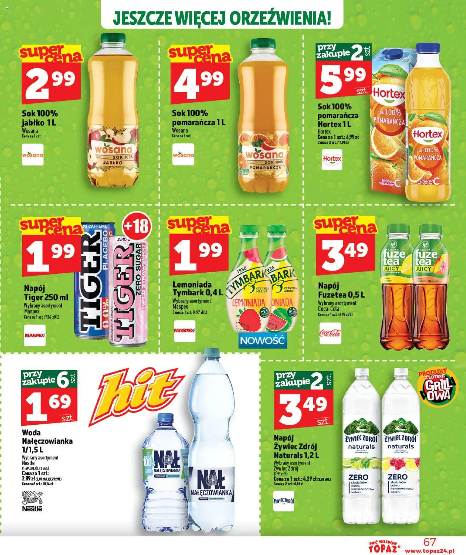 Topaz gazetka - Otwarcie Stoczek Łukowski od 30.05.2026 | Strona: 67 | Produkty: Grill, Coca cola, Sok, Woda