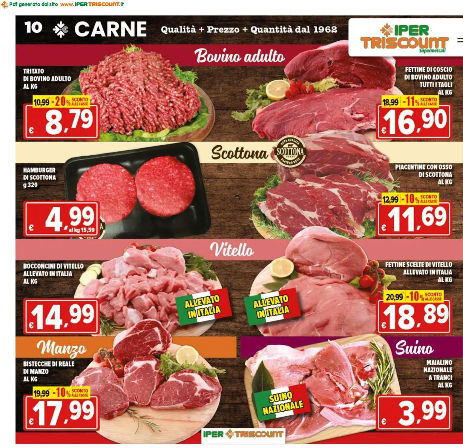 Volantino Ipertriscount del 06.03.2026 | Pagina: 10 | Prodotti: Bovino, Manzo, Suino, Hamburger