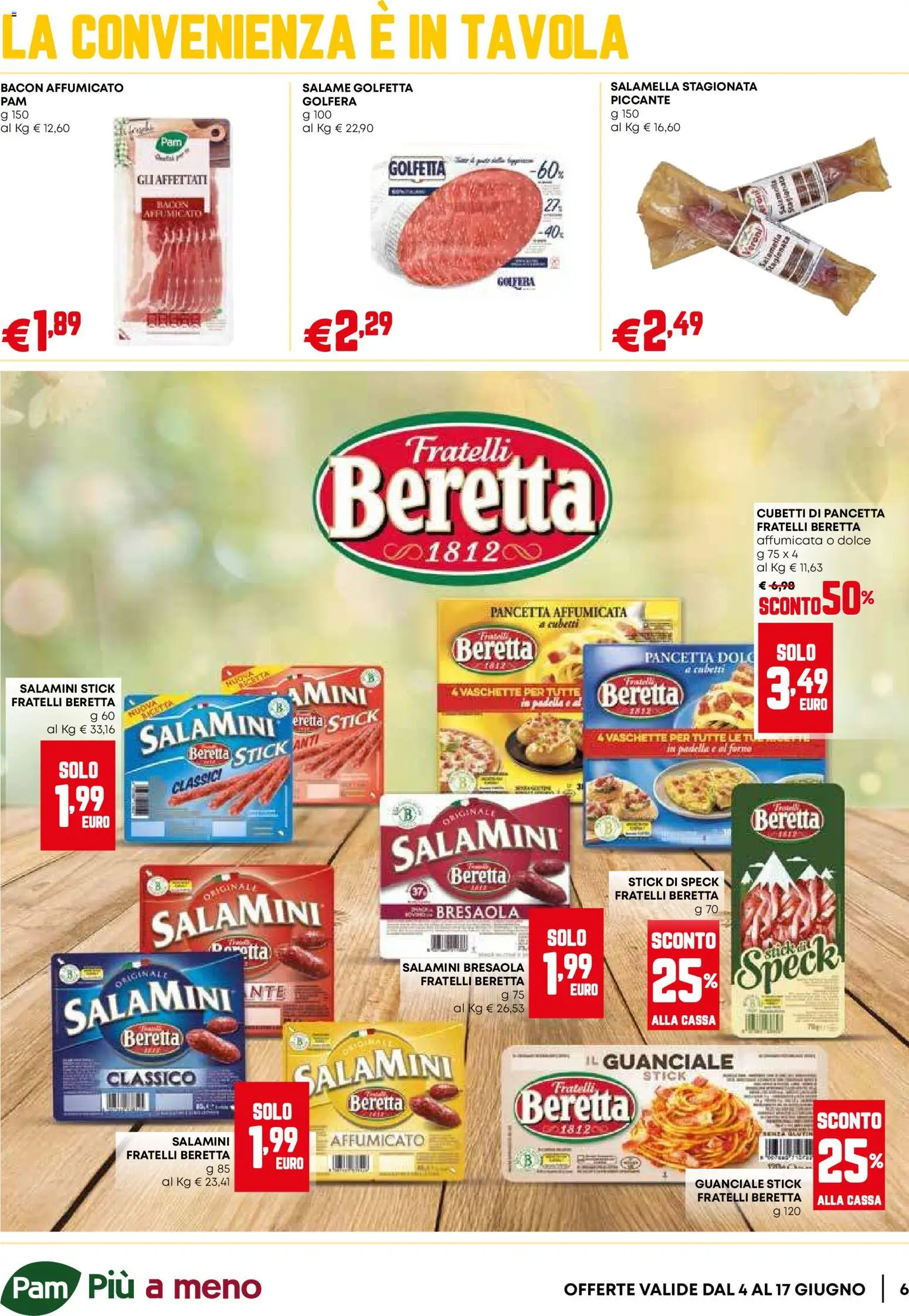 Volantino PAM del 04.06.2026 | Pagina: 6 | Prodotti: Speck, Salame, Bresaola, Pancetta