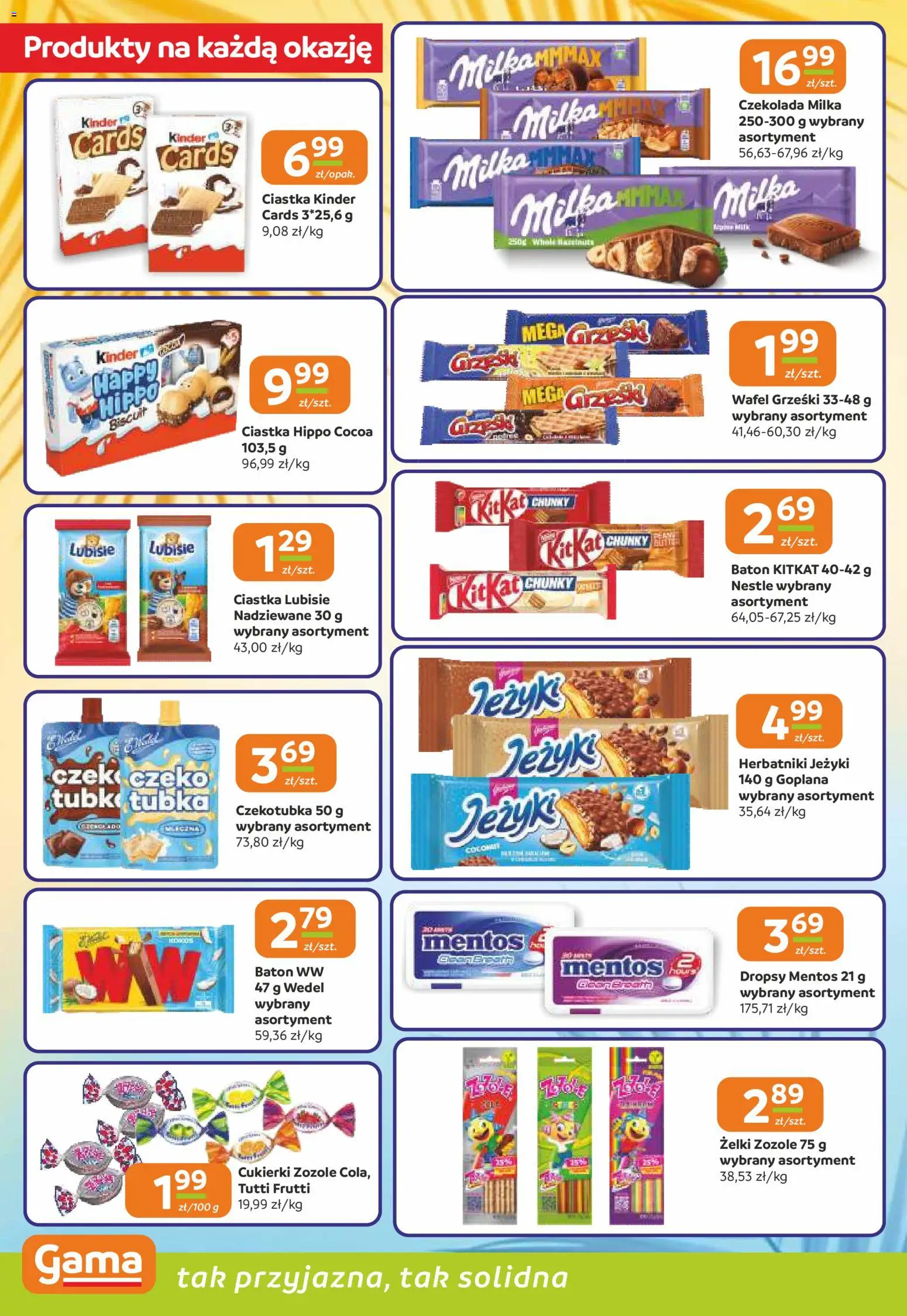 Gama gazetka od 12.08.2026 | Strona: 4 | Produkty: Cukierki zozole, Milka, Herbatniki, Żelki