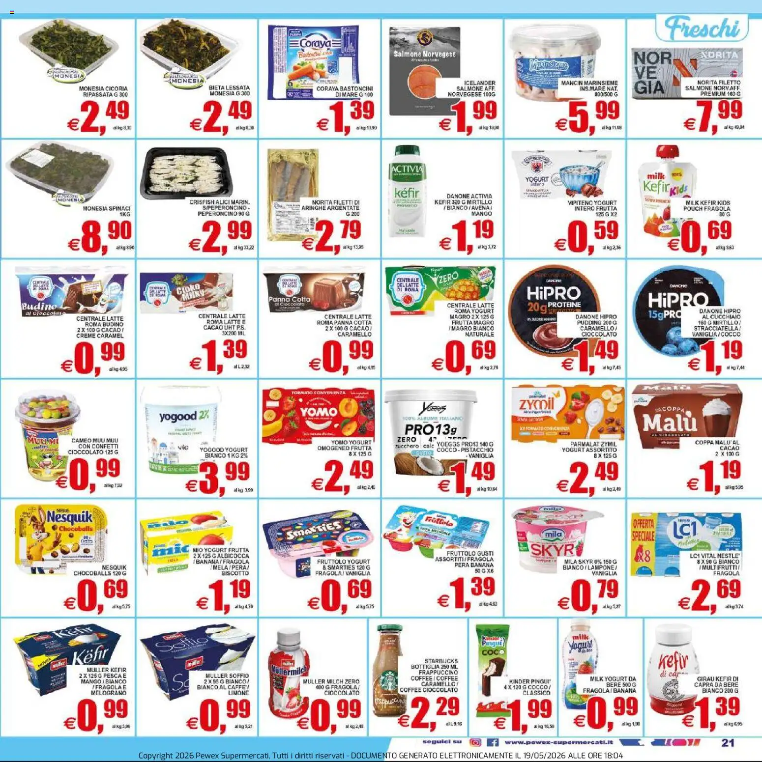 Volantino Pewex del 20.05.2026 | Pagina: 21 | Prodotti: Pesca, Pera, The, Alici