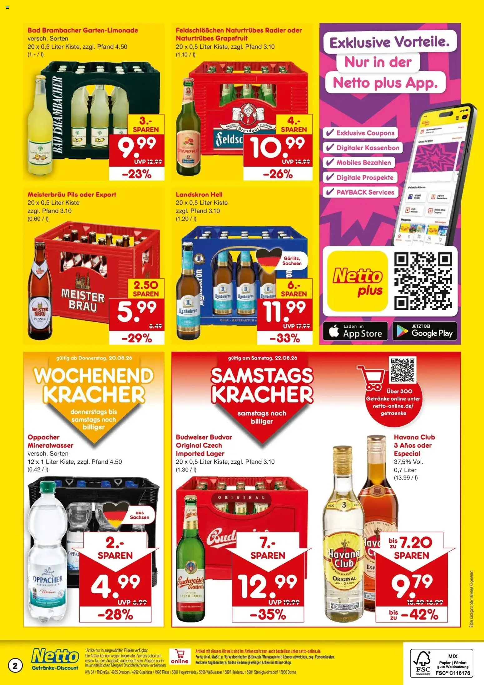 Netto Marken-Discount Prospekt Dohna – gültig ab 17.08.2026 | Seite: 2 | Produkte: Havana club, Bad, Radler, Budweiser