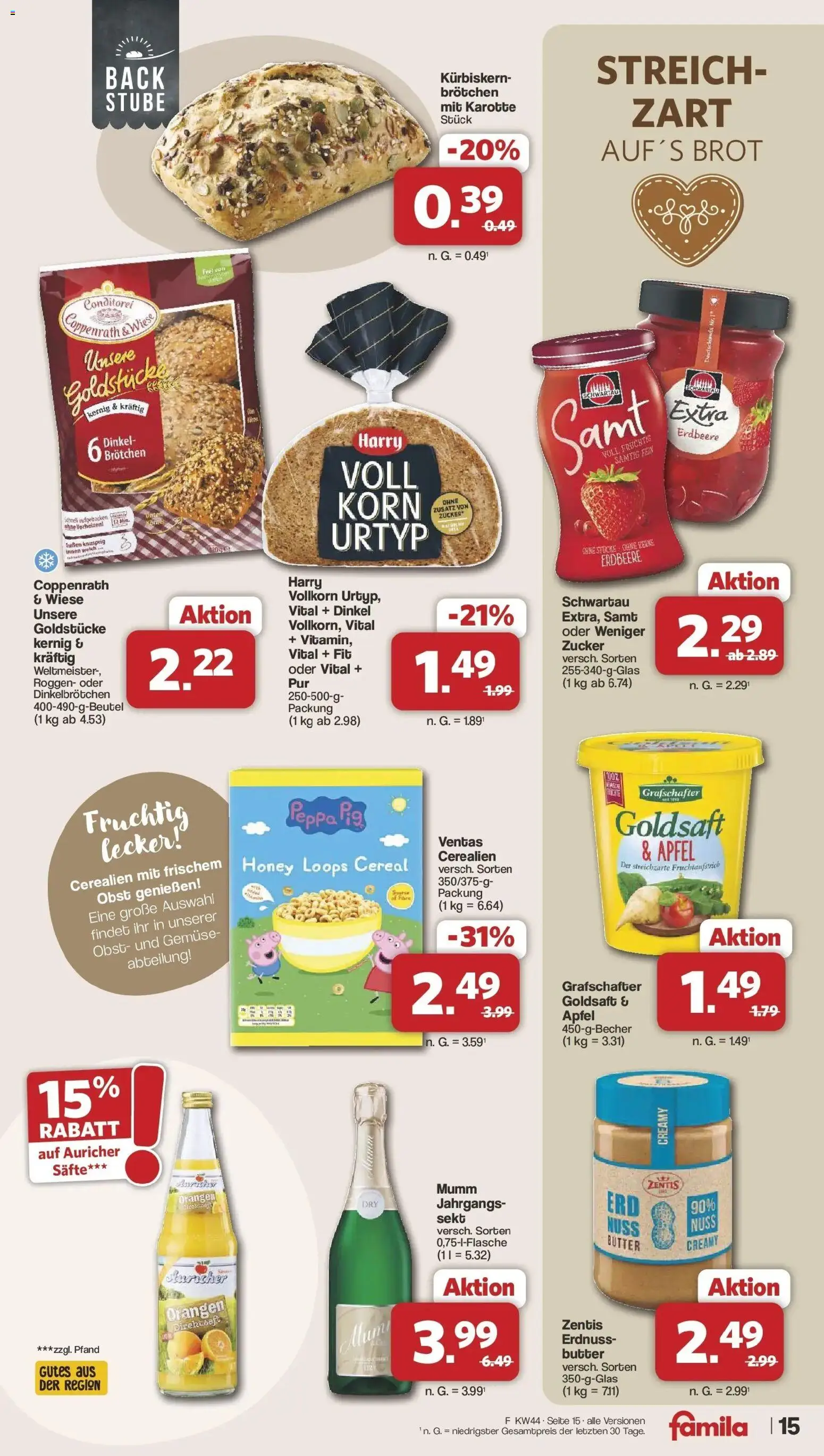 Famila Nordwest - Famila: Wochenangebote – gültig ab 26.10.2026 | Seite: 15 | Produkte: Butter, Gemüse, Zucker, Brot