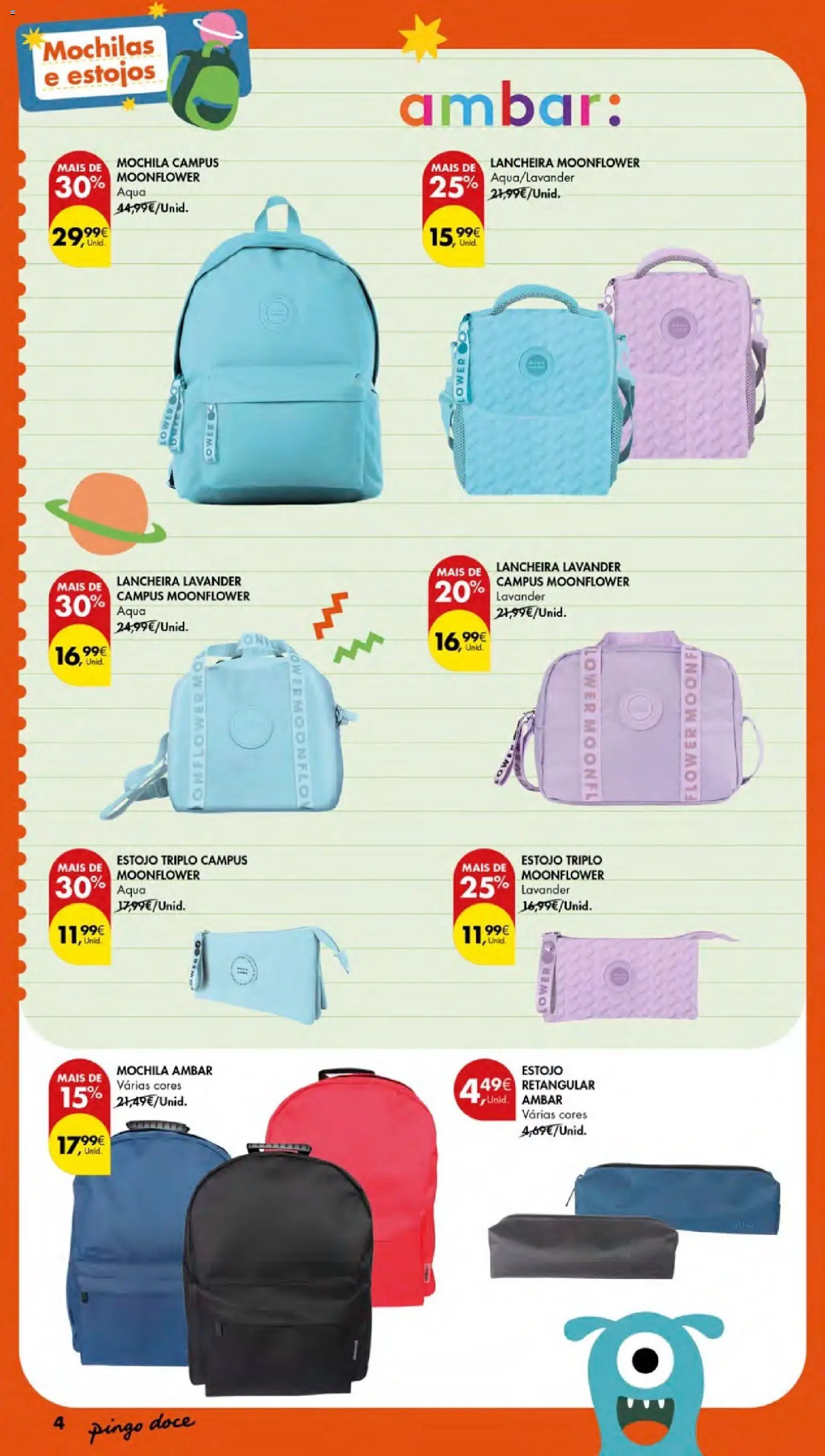 Pingo Doce Regresso às Aulas Açores │ válido de 20/08/2026 | Página: 4 | Produtos: Mochila, Mochilas