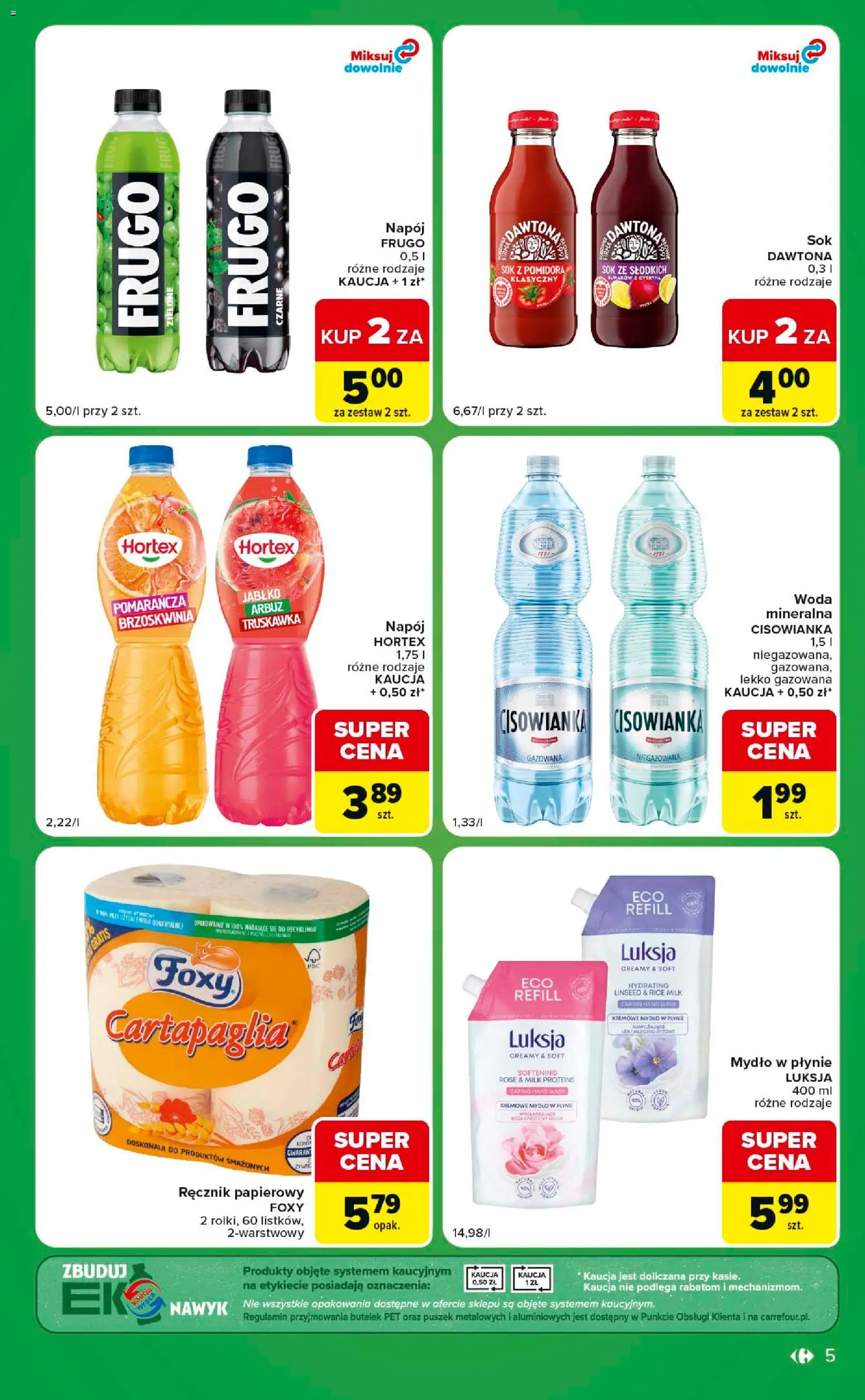 Carrefour gazetka - Express od 22.09.2026 | Strona: 5 | Produkty: Arbuz, Kremowe mydło w płynie, Sok, Woda