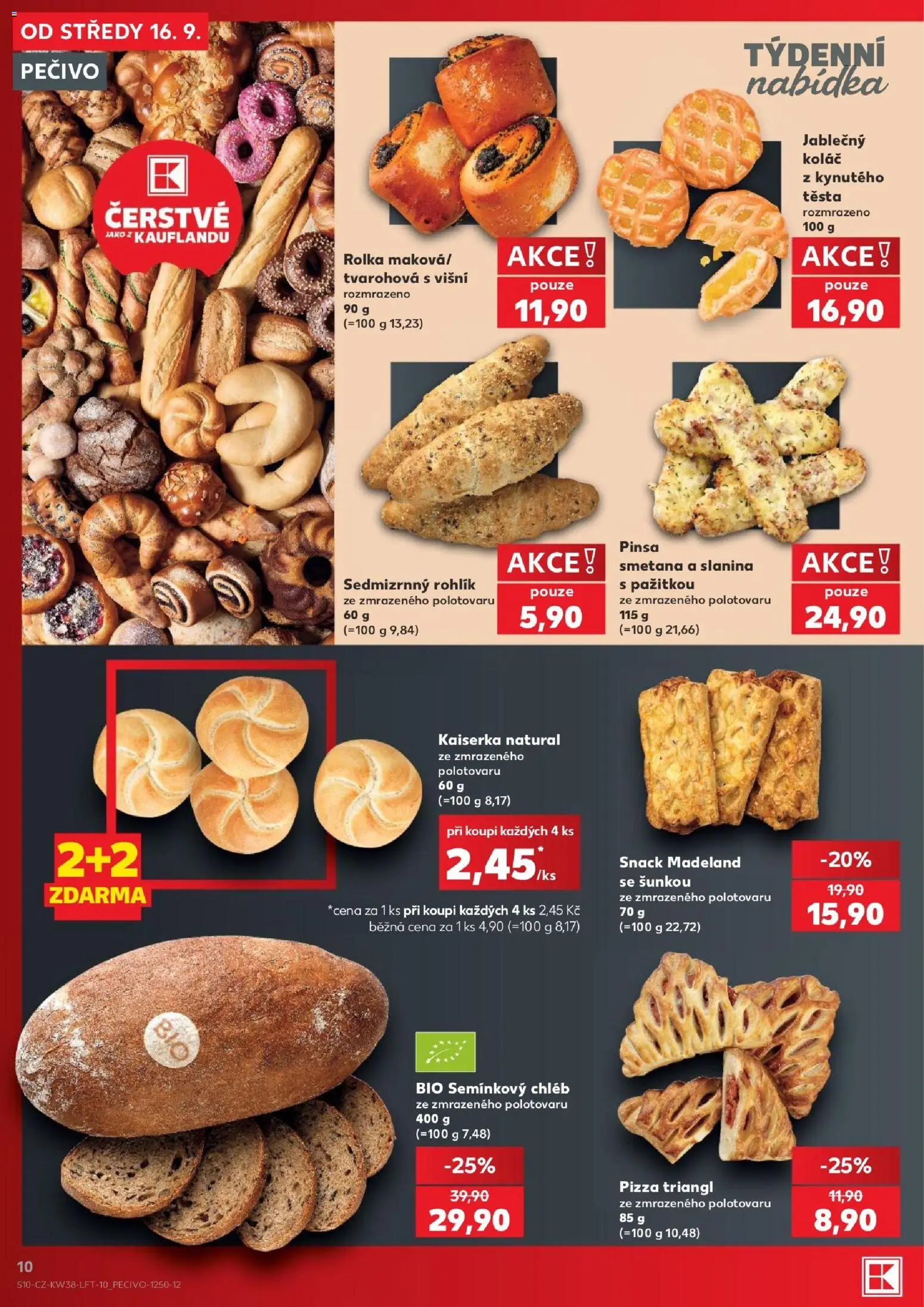 Kaufland leták - Brno od 16.09.2026 | Strana: 10 | Produkty: Chléb, Pečivo, Pinsa, Slanina