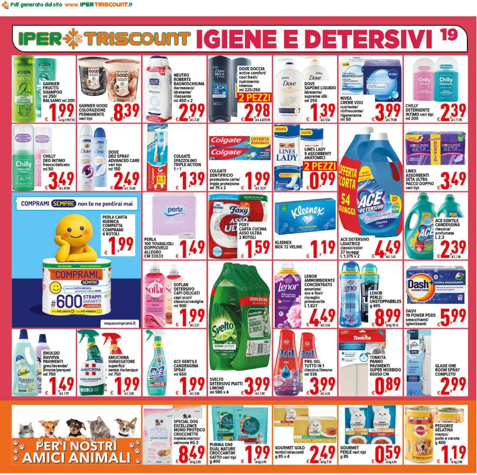 Volantino Ipertriscount del 02/09/2026 | Pagina: 19 | Prodotti: Carta igienica, Spazzolino, Carote, Profumo