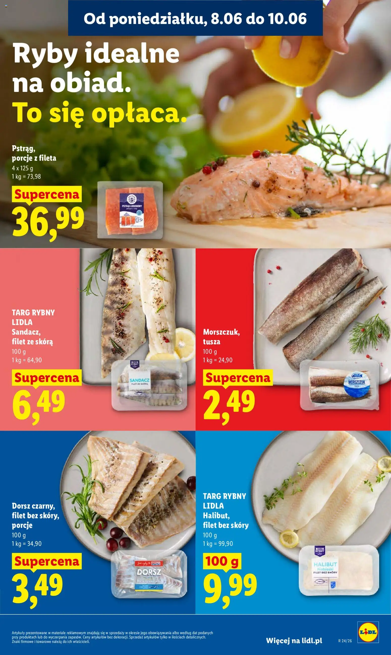 Lidl gazetka od 08.06.2026 | Strona: 49 | Produkty: Sandacz, Dorsz, Halibut, Ryby