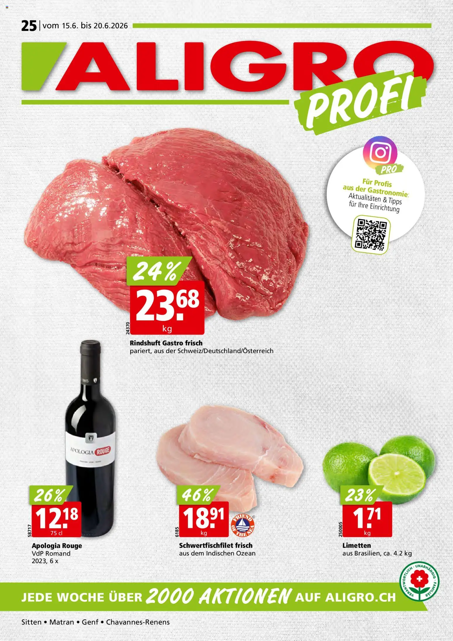 Aligro aktionen Chavannes, Matran, Genf, Sitten – gültig ab 15.06.2026 | Seite: 1 | Produkte: Rouge