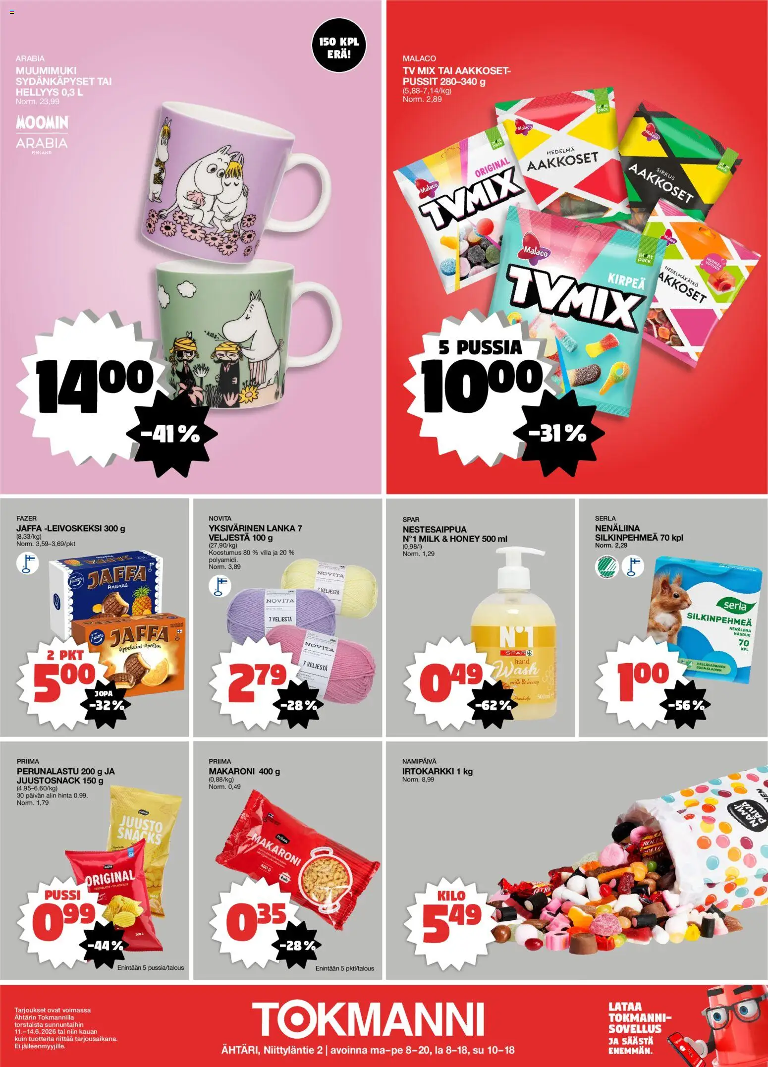 Tokmanni - Ähtärin avajaiset – voimassa 11.06.2026 alkaen | Sivu: 4 | Tuotteet: Nenäliina, Ananas, TV