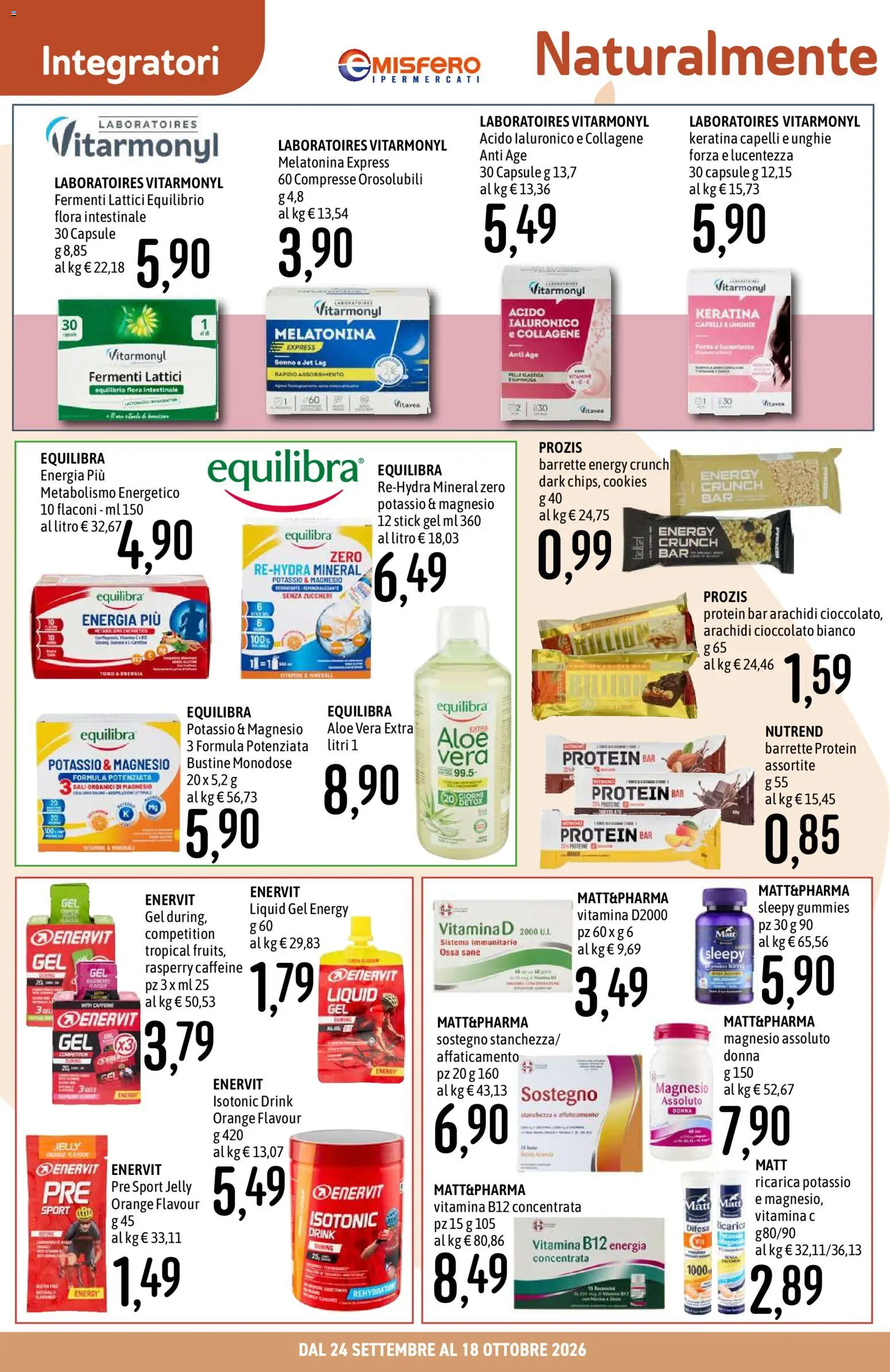 Volantino Emisfero del 24/09/2026 | Pagina: 18 | Prodotti: Cioccolato, Arachidi, Aloe vera, Cioccolato bianco