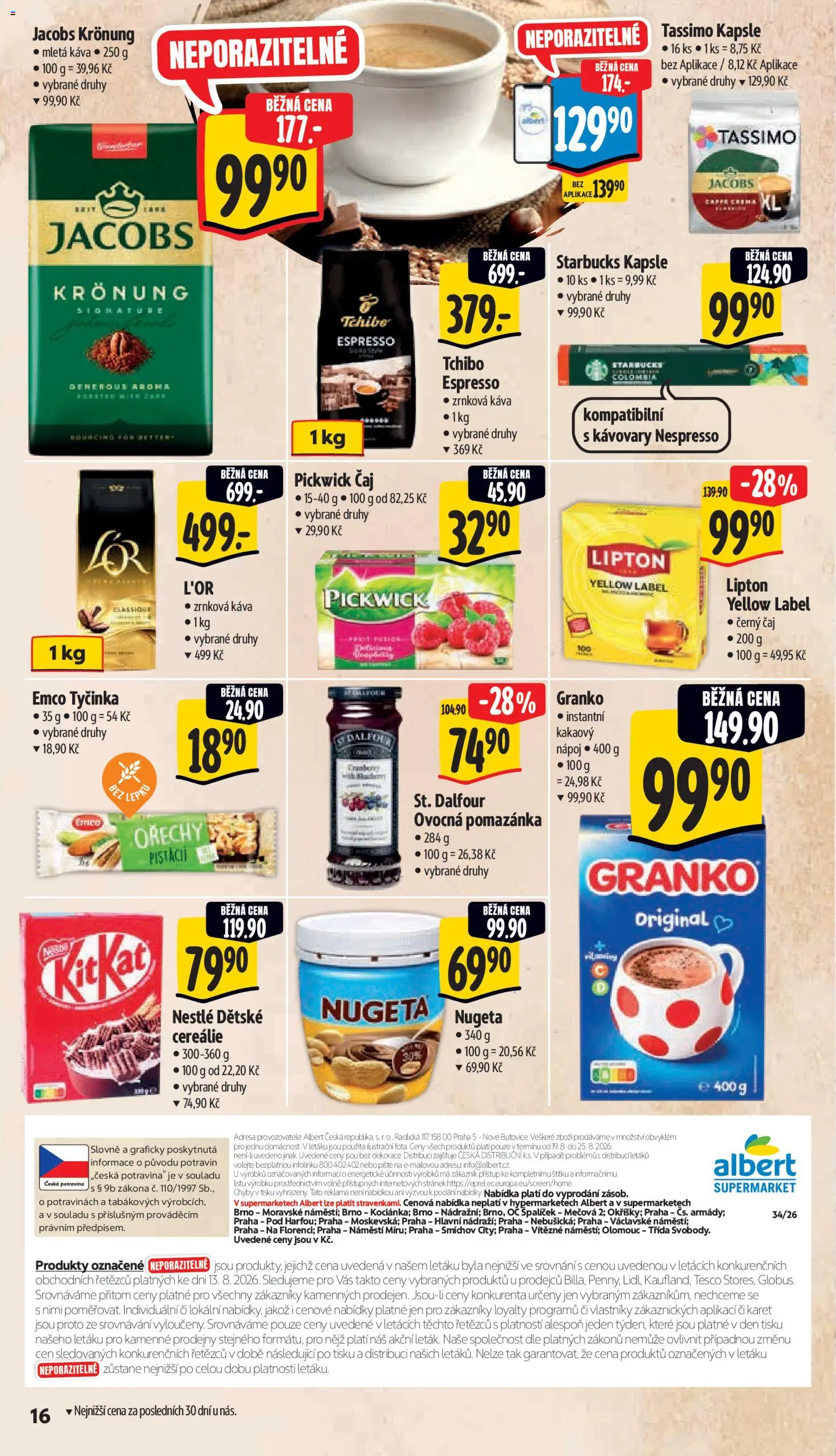 Albert leták - Supermarket od 19.08.2026 | Strana: 28 | Produkty: Tassimo, Čaj, Tchibo, Ořechy
