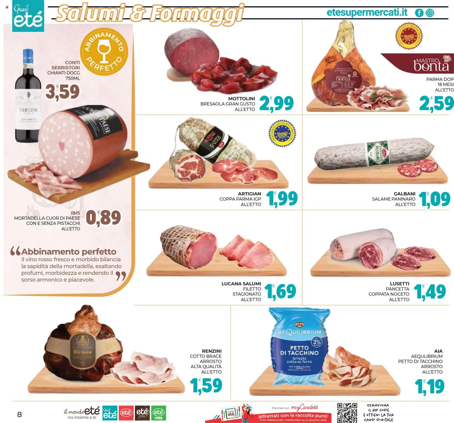 Volantino Eté del 29.04.2026 | Pagina: 8 | Prodotti: Tè, Vino, Mortadella, Bilancia
