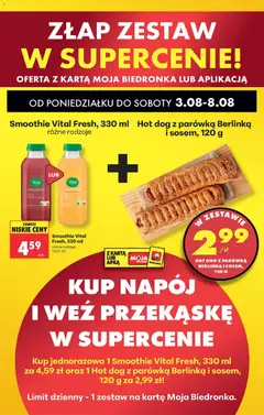 Pogląd oferty "Smoothie Vital Fresh, 330 ml, Smoothie Vital Fresh, 330 ml, różne rodzaje" - ważna od 03.08.2026 | Strona: 36 | Produkty: Burak, Karta, Smoothie, Porzeczka