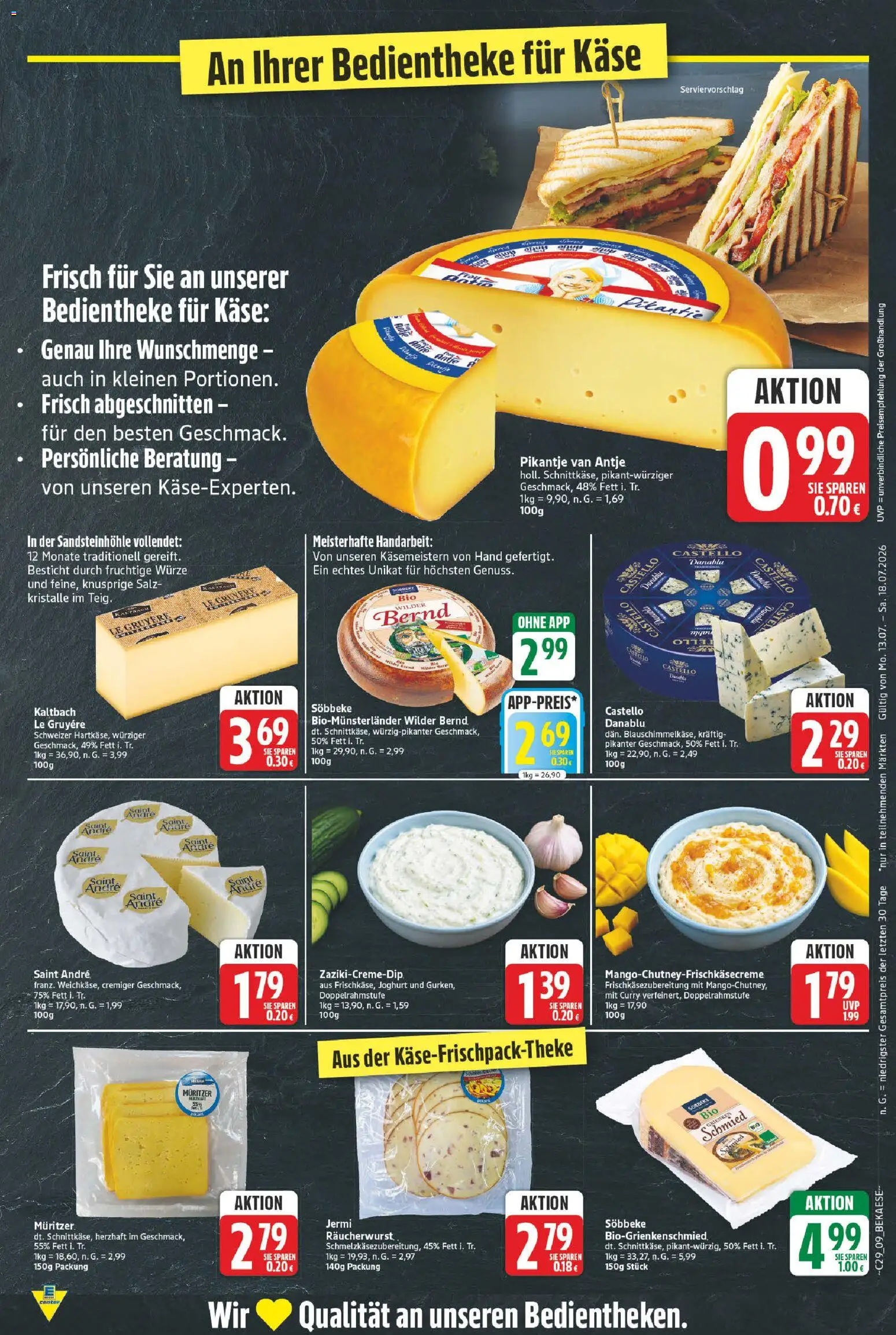 E center Prospekt – gültig ab 13.07.2026 | Seite: 9 | Produkte: Käse, Joghurt, Salz