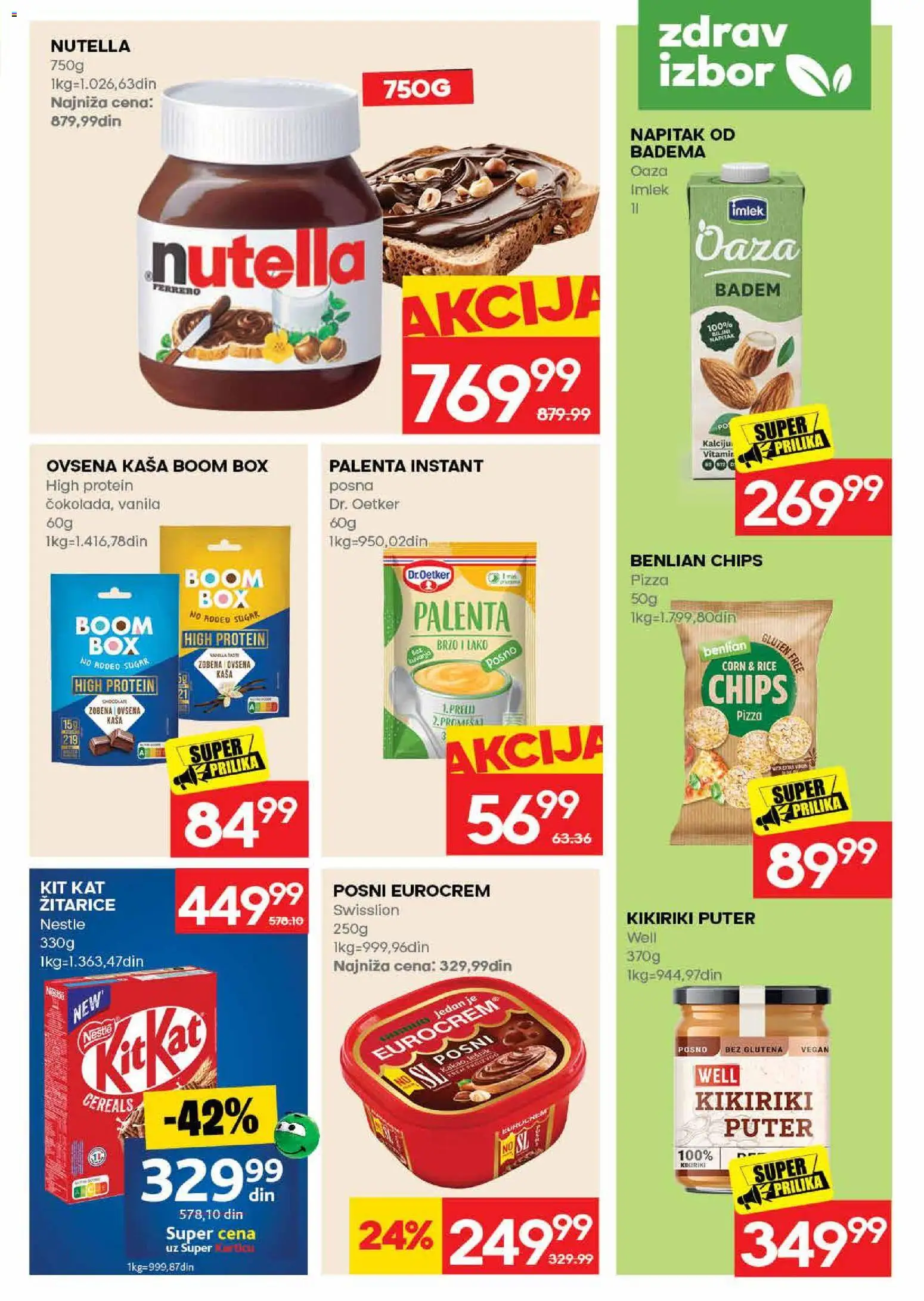 Roda katalog - važi od 30.07.2026 | Strana: 17 | Proizvode: Badem, Palenta, Kikiriki puter, Nutella