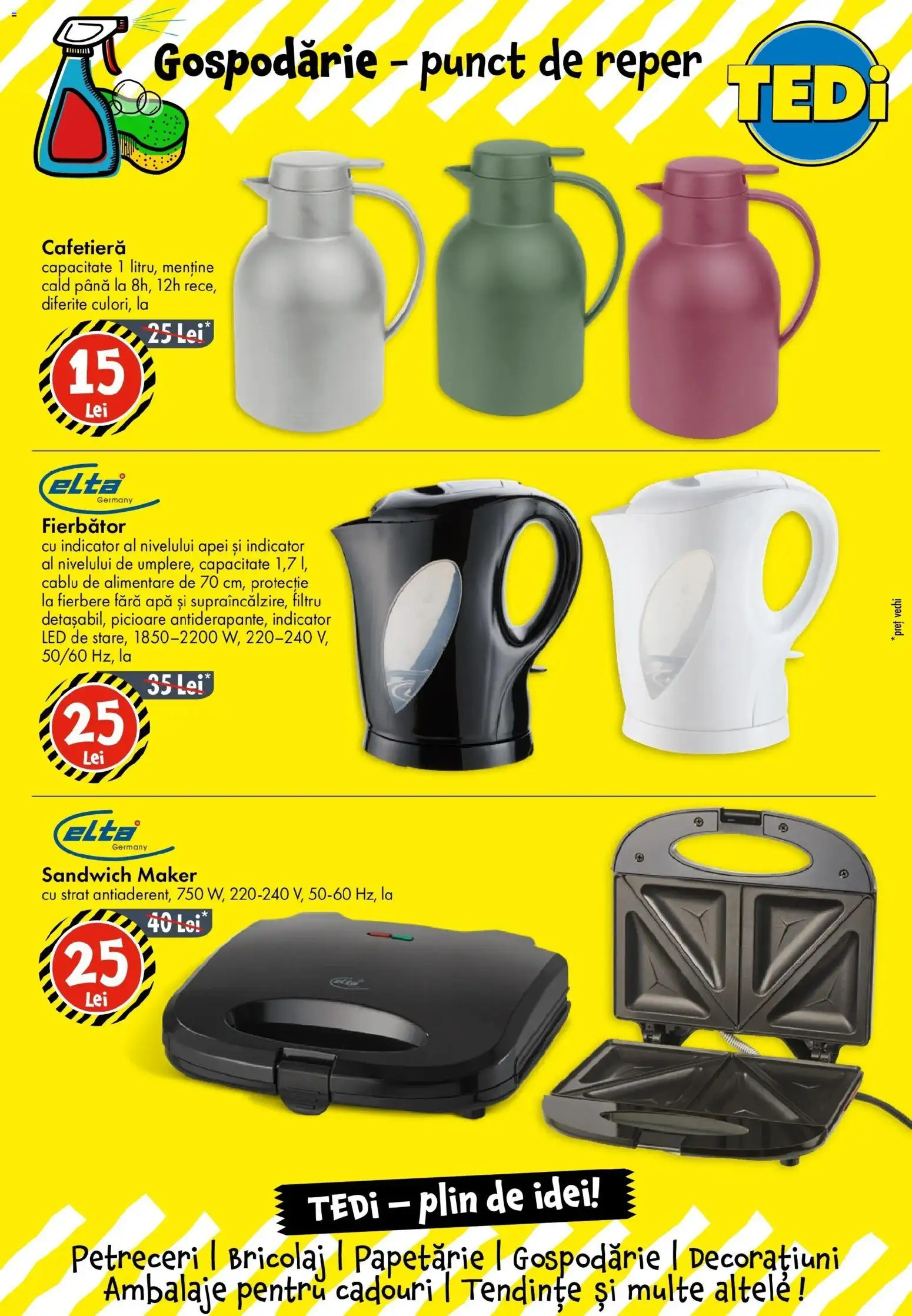 Noul catalog TEDi – valabil de la 14.05.2026 | Pagină: 13 | Produse: Cablu, Cafetieră, Babak, Apă