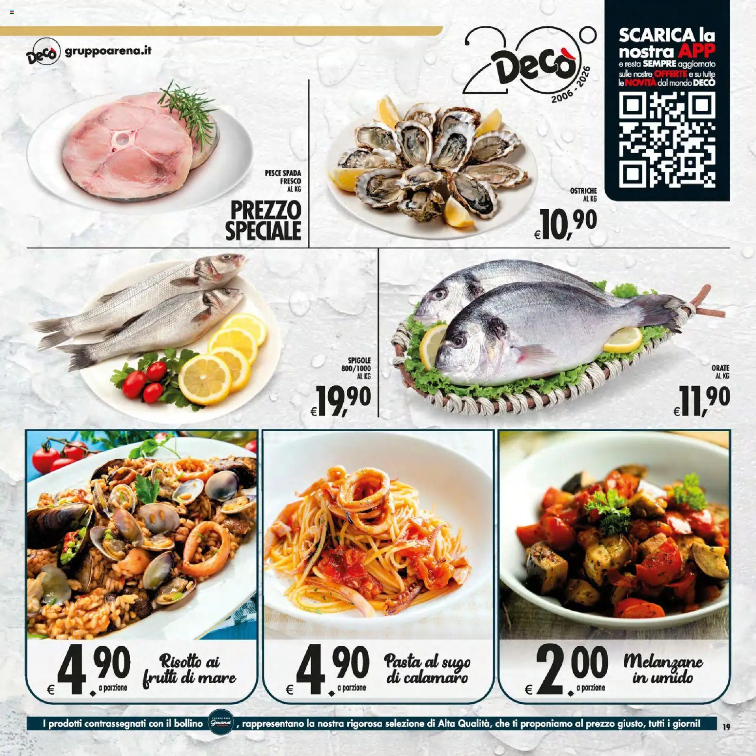 Volantino Decò del 21/07/2026 | Pagina: 19 | Prodotti: Frutti di mare, Pasta, Melanzane, Pesce spada