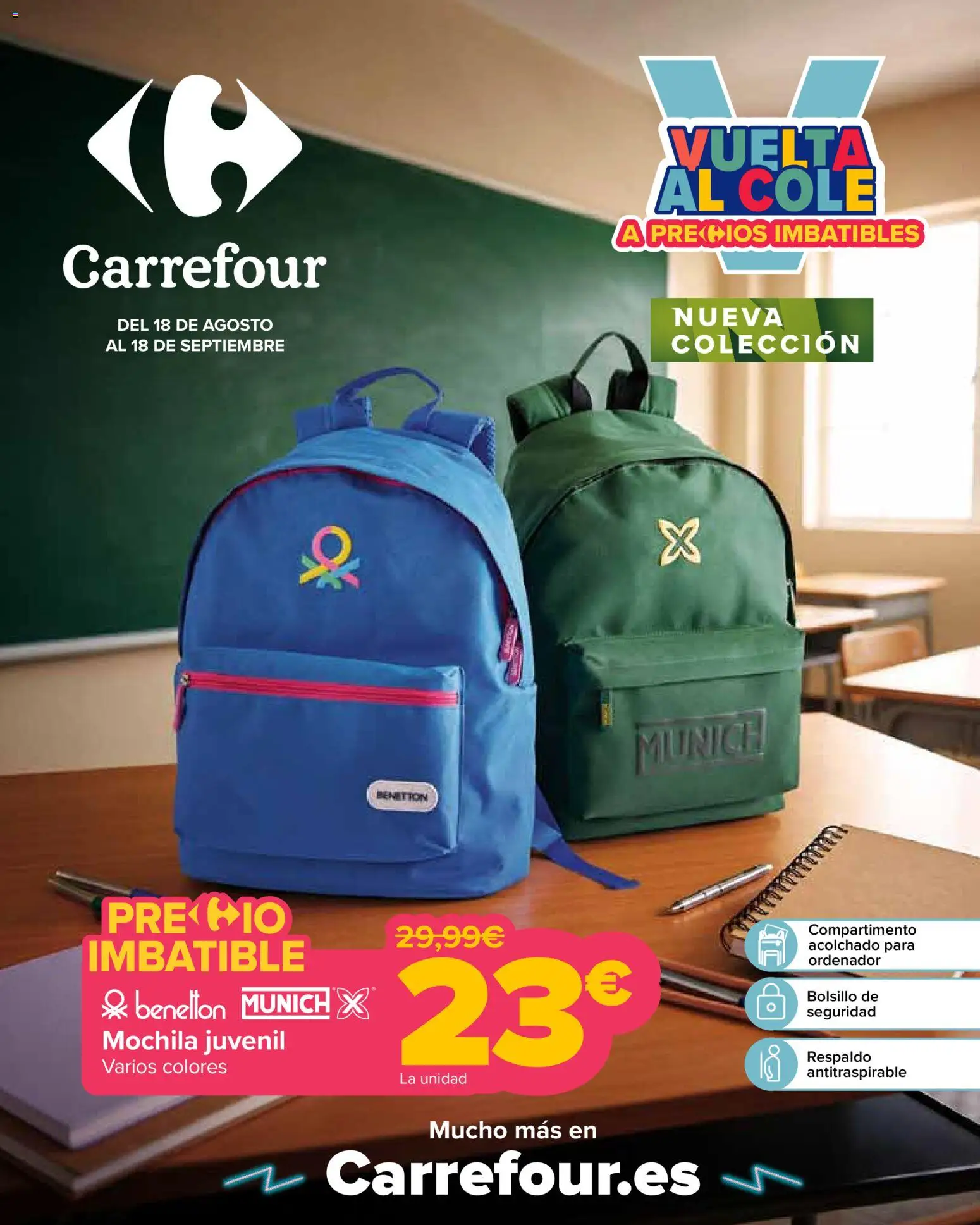 Carrefour Vuelta al cole │ válido desde el 18/08/2026 | Página: 1 | Productos: Mochila, Ordenador