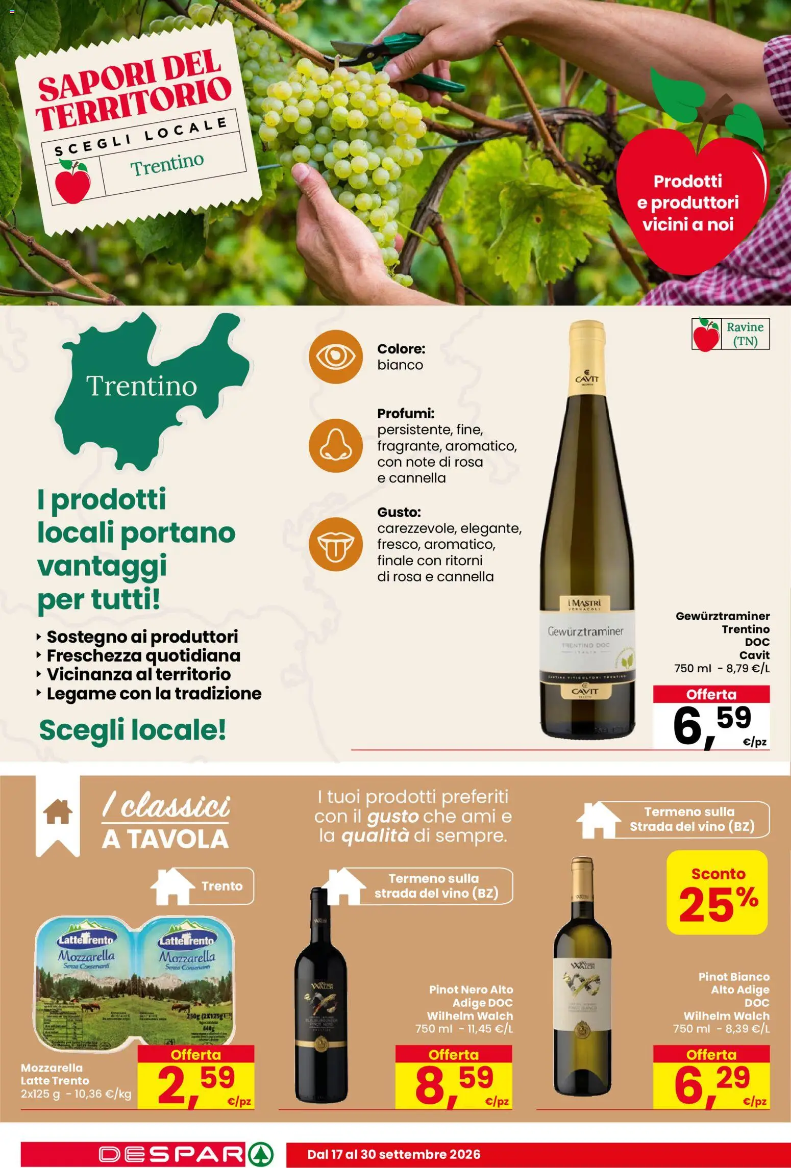 Volantino Despar del 17/09/2026 | Pagina: 12 | Prodotti: Mozzarella, Latte, Vino, Profumi