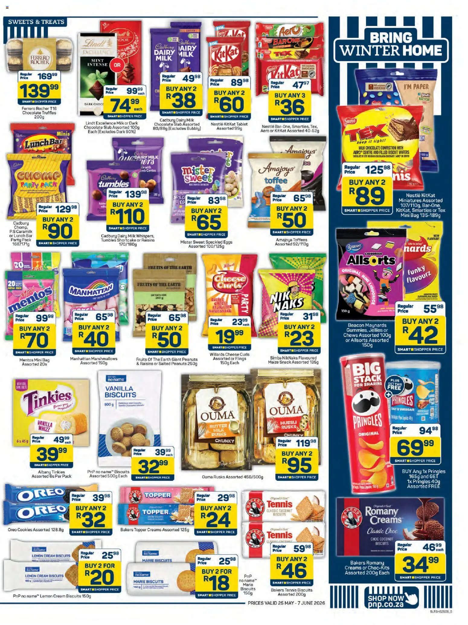 New Pick n Pay catalogue – valid from 25.05.2026 | Page: 5 | Products: Biscuits, Cookies, Raisins, Paper