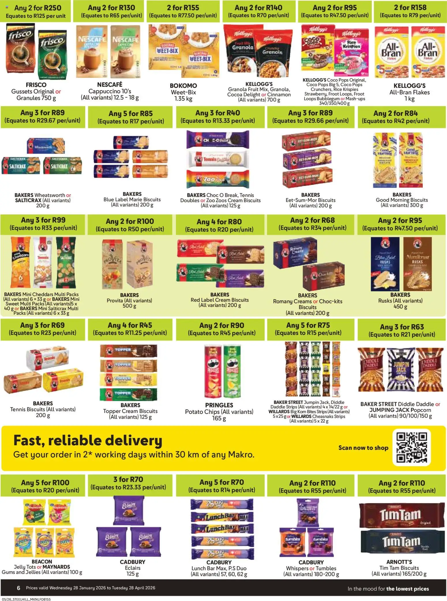 New Makro catalogue – valid from 28.01.2026 | Page: 6 | Products: Biscuits, Rice, Flakes, Fruit