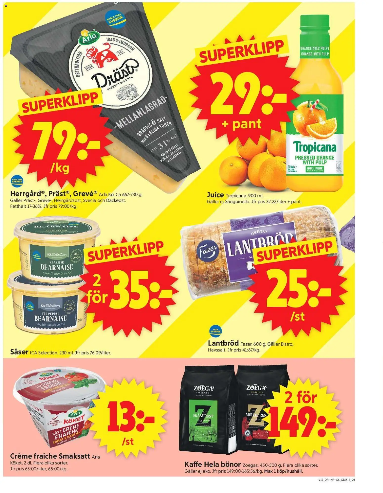 ICA Supermarket reklamblad aktuell från 13.04.2026 | Sida: 3 | Produkter: Peppar, Mjölk, Smör, Lantbröd