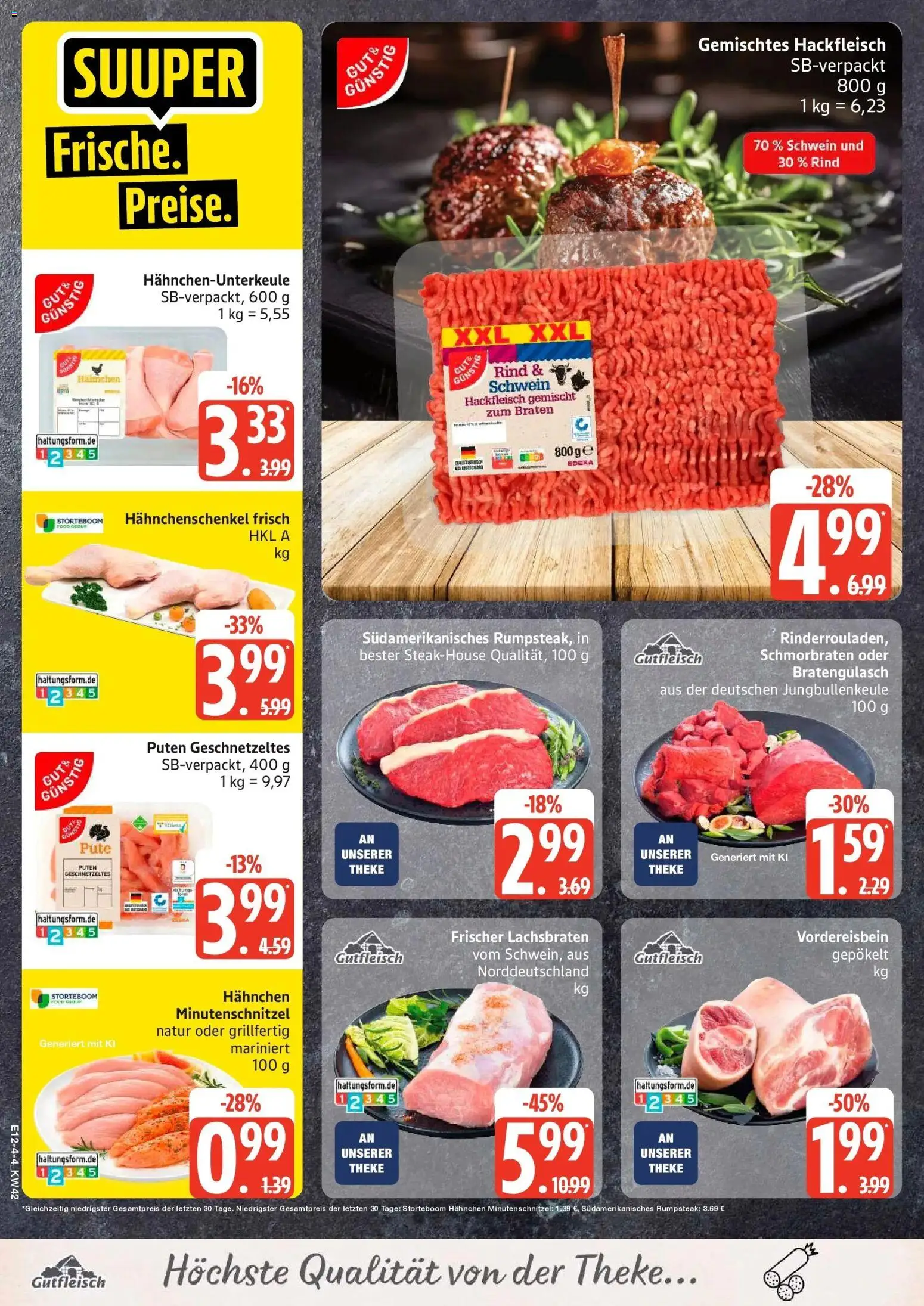 Edeka Prospekt Rostock-Gehlsdorf (ab 12.10.2026) » Angebote Online | Seite: 4 | Produkte: Pute, Hahnchenschenkel, Theke, Hackfleisch