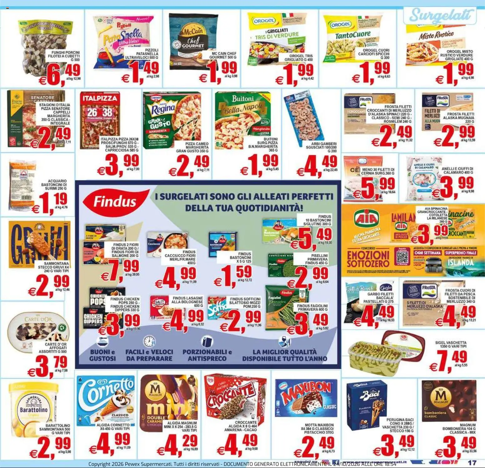 Volantino Pewex del 23/10/2026 | Pagina: 17 | Prodotti: Surimi, Fiori, Fagiolini, Lasagne