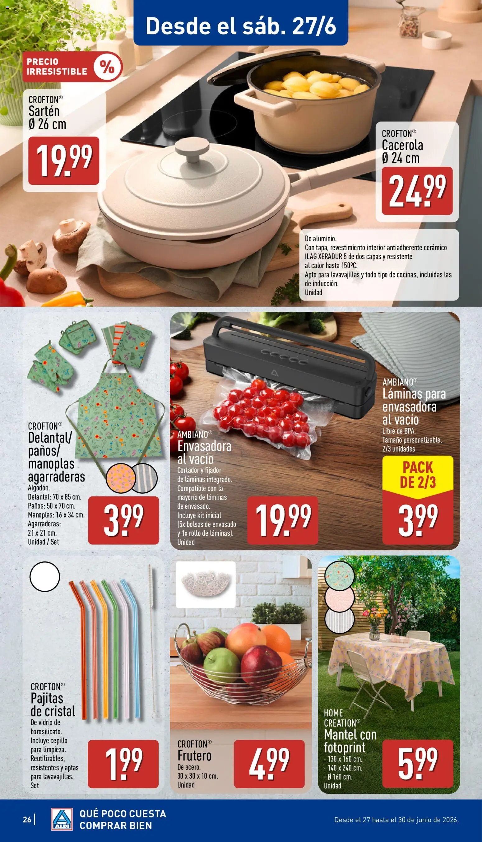 Aldi folleto Península │ válido desde el 22.06.2026 | Página: 26 | Productos: Cepillo, Mantel, Pan, Lavavajillas
