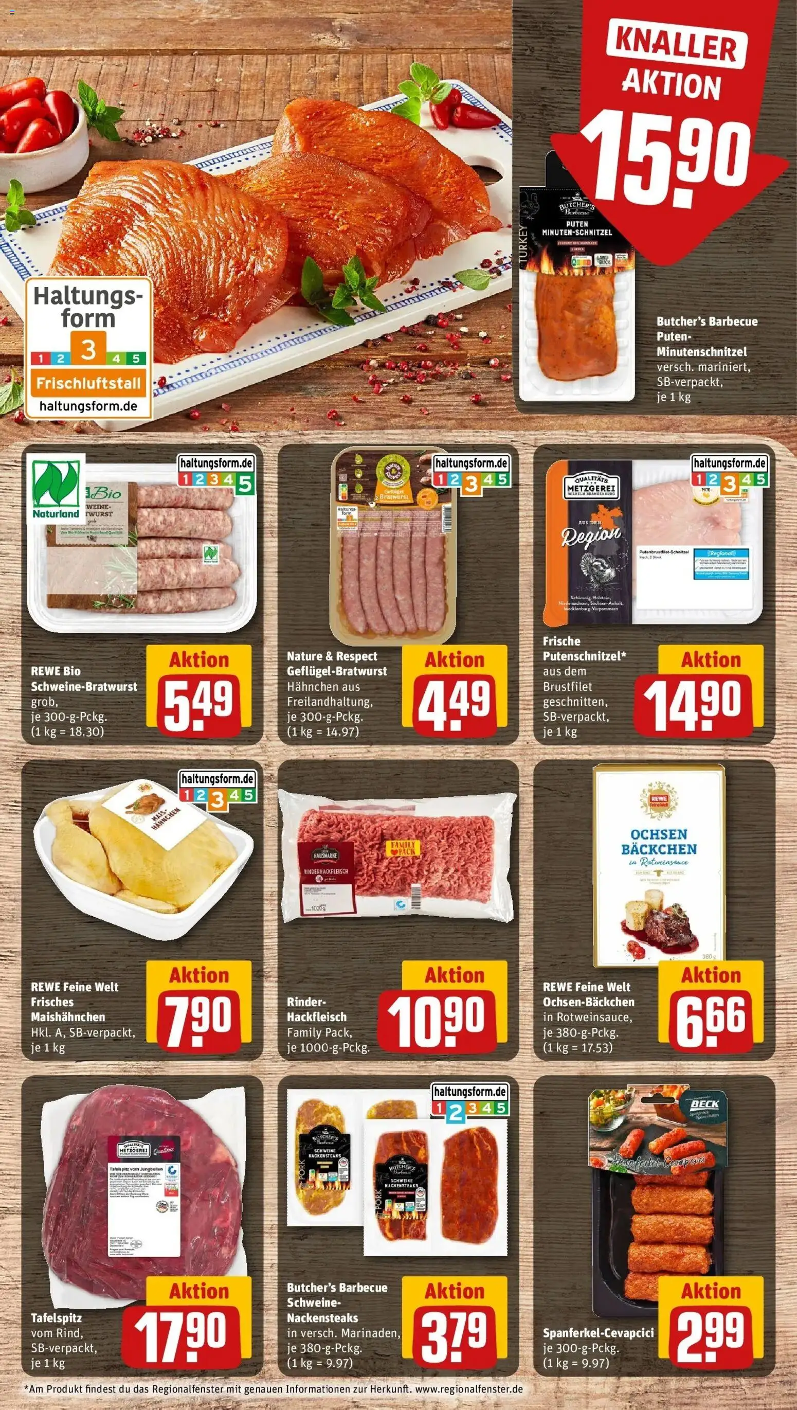 Rewe Prospekt Braunschweig – gültig ab 13.07.2026 | Seite: 9 | Produkte: Tafelspitz, Hahnchen, Bratwurst, Hackfleisch