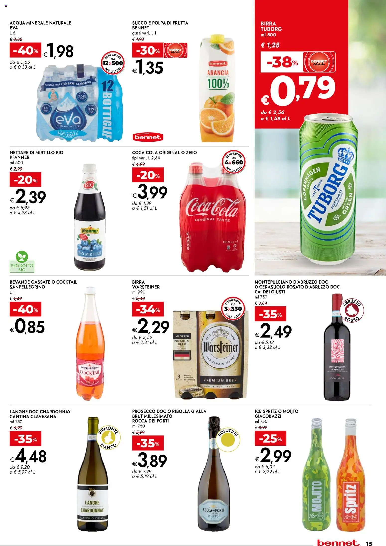 Volantino bennet del 09/07/2026 | Pagina: 15 | Prodotti: Succo, Prosecco, Acqua, Acqua minerale
