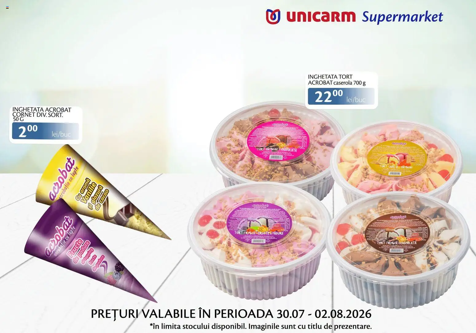 Noul catalog Unicarm – valabil de la 30.07.2026 | Pagină: 7 | Produse: Frișcă, Căpșuni, Cacao, Înghețată