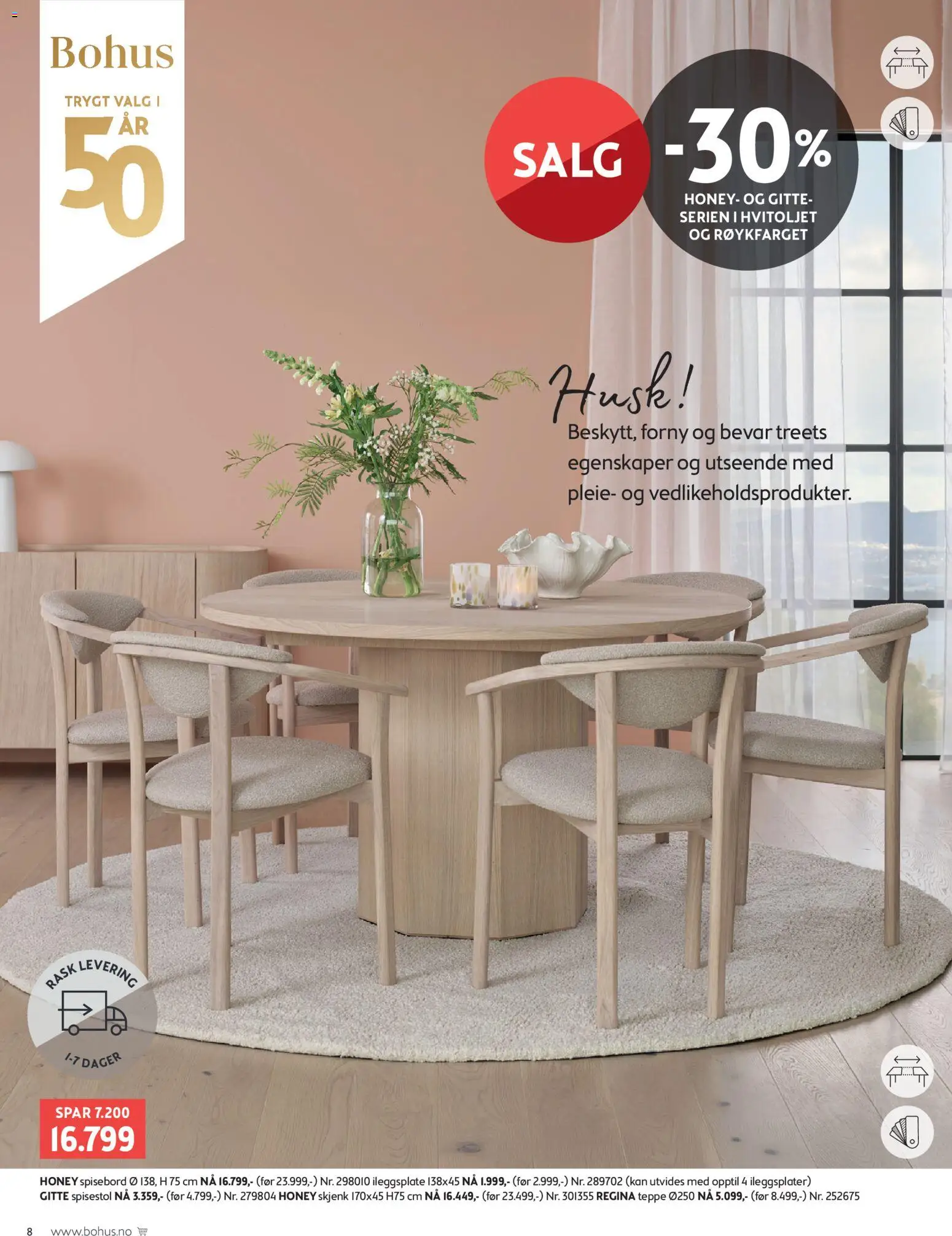 {H1} | Side: 8 | Produkter: Spisebord, Spisestol, Teppe